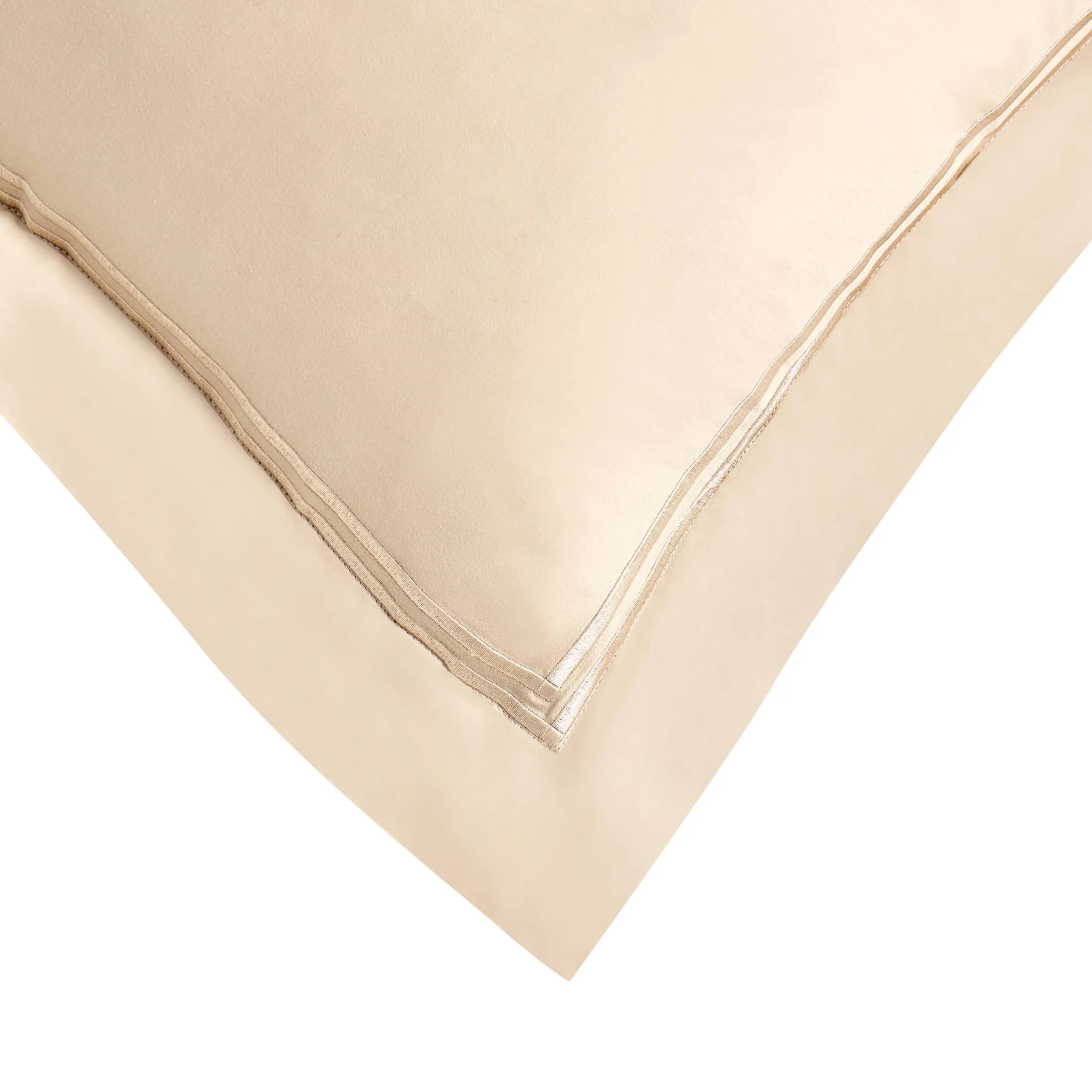 Regent Embroidered 100% Cotton Pair of Oxford Square Pillowcases - Champagne - Image 5