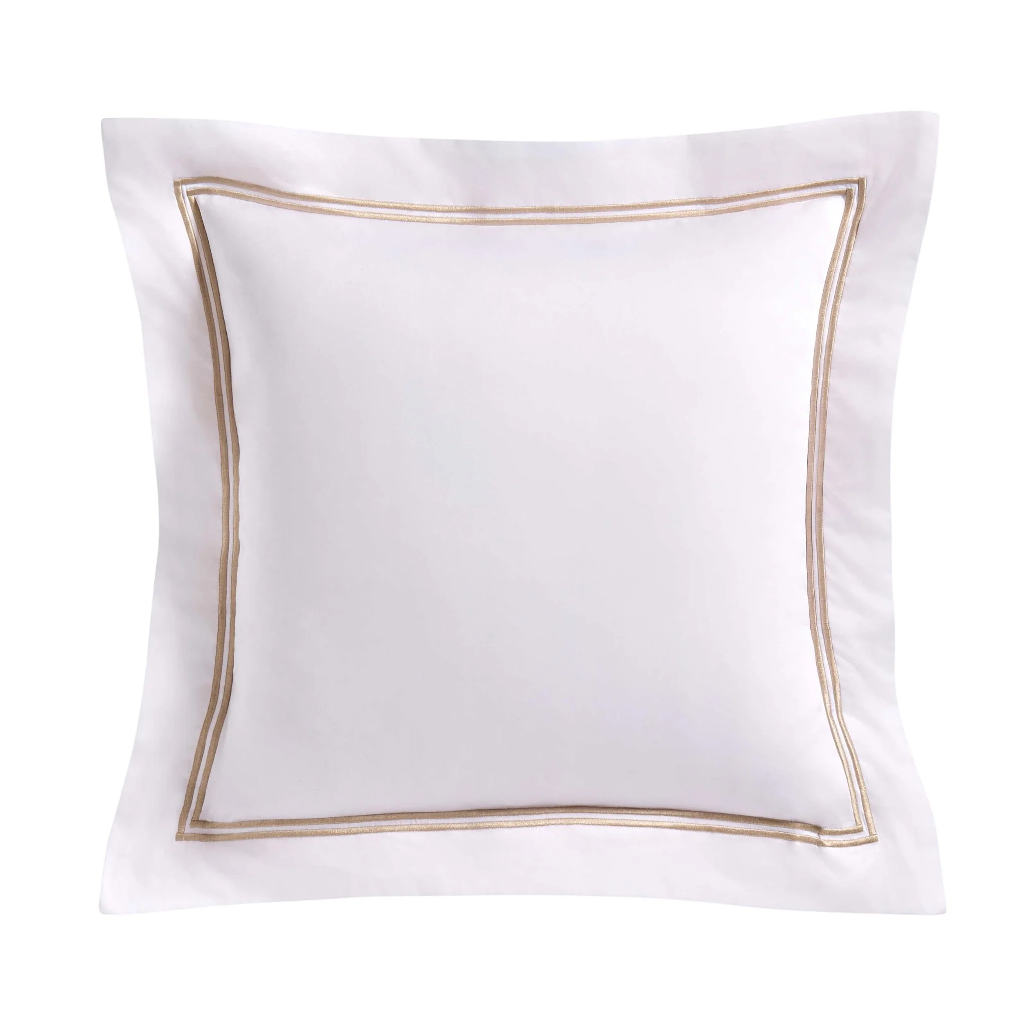 Regent Embroidered 100% Cotton Pair of Oxford Square Pillowcases - Natural - Image 3
