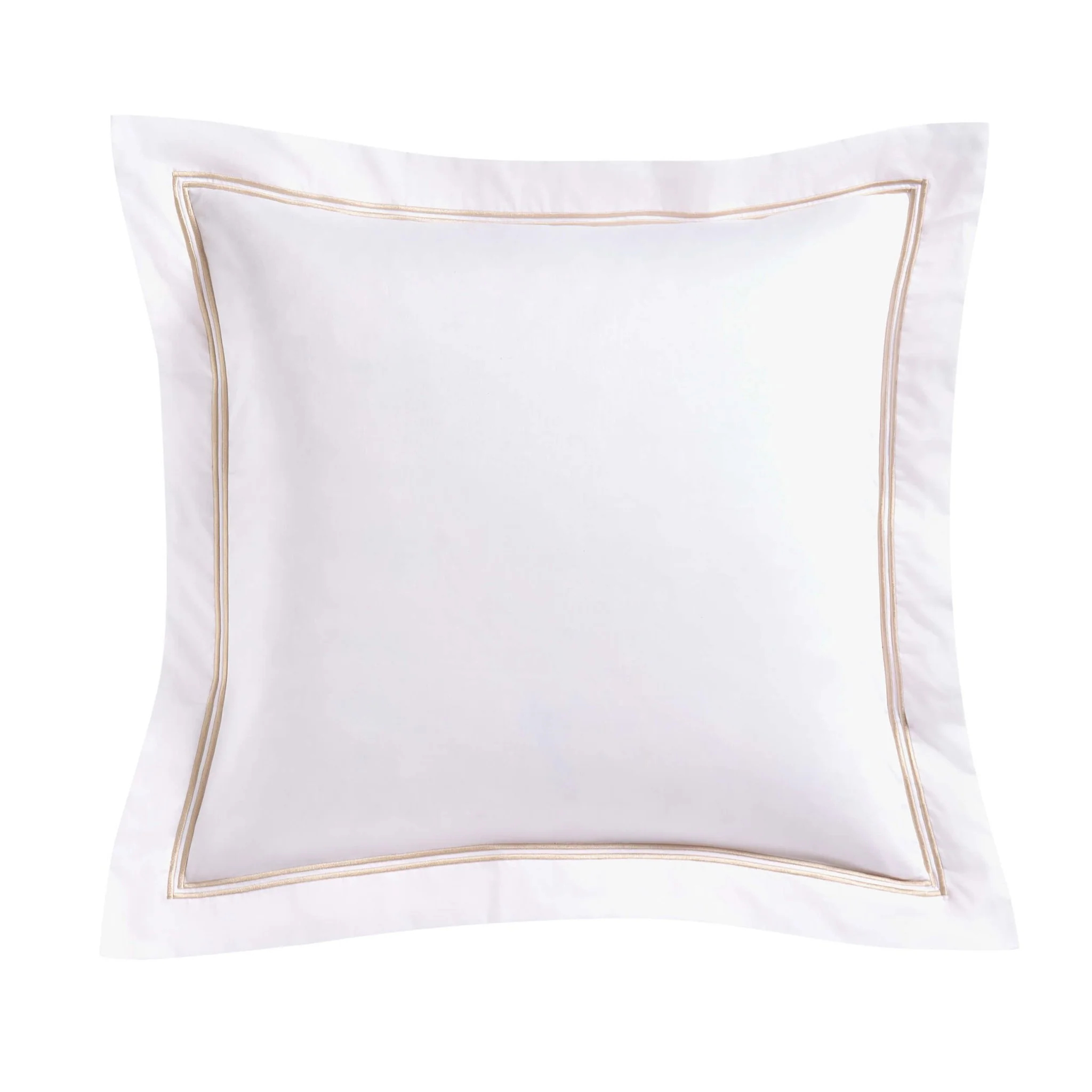 Regent Embroidered 100% Cotton Pair of Oxford Square Pillowcases - Natural - Image 4