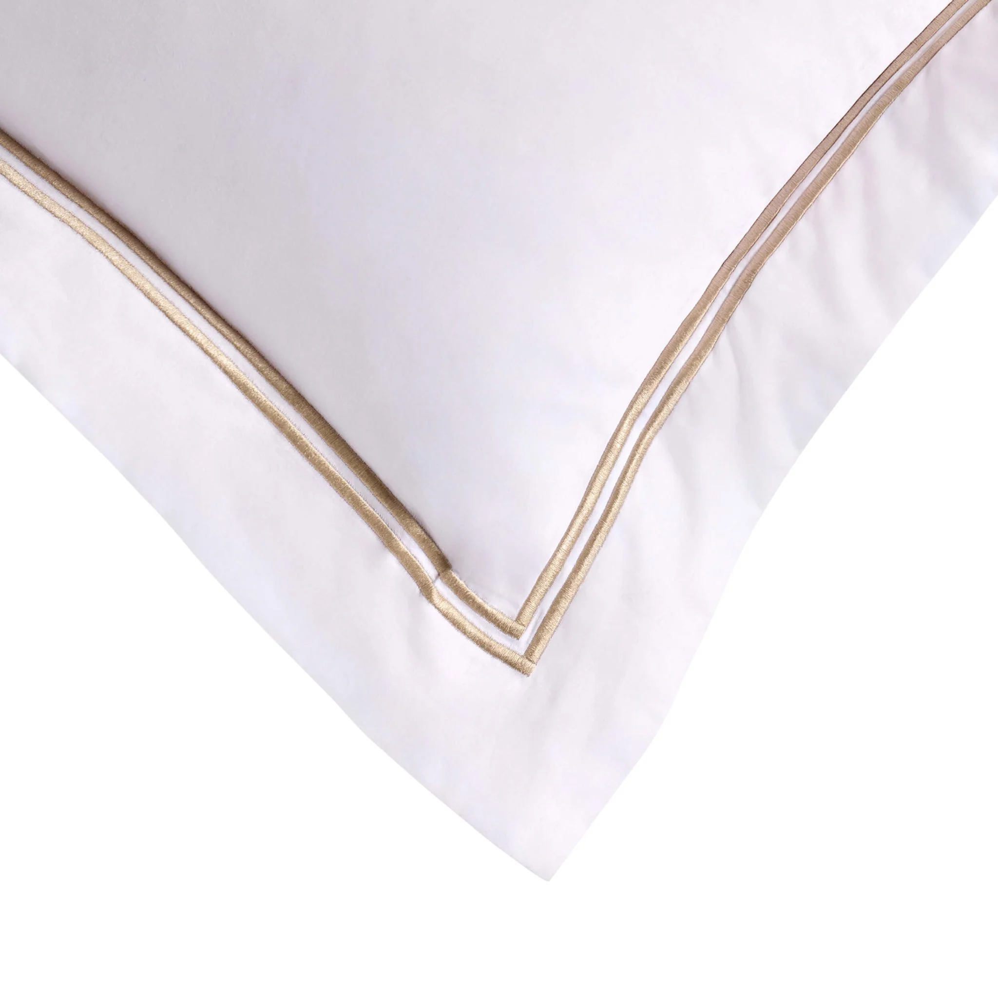 Regent Embroidered 100% Cotton Pair of Oxford Square Pillowcases - Natural - Image 5
