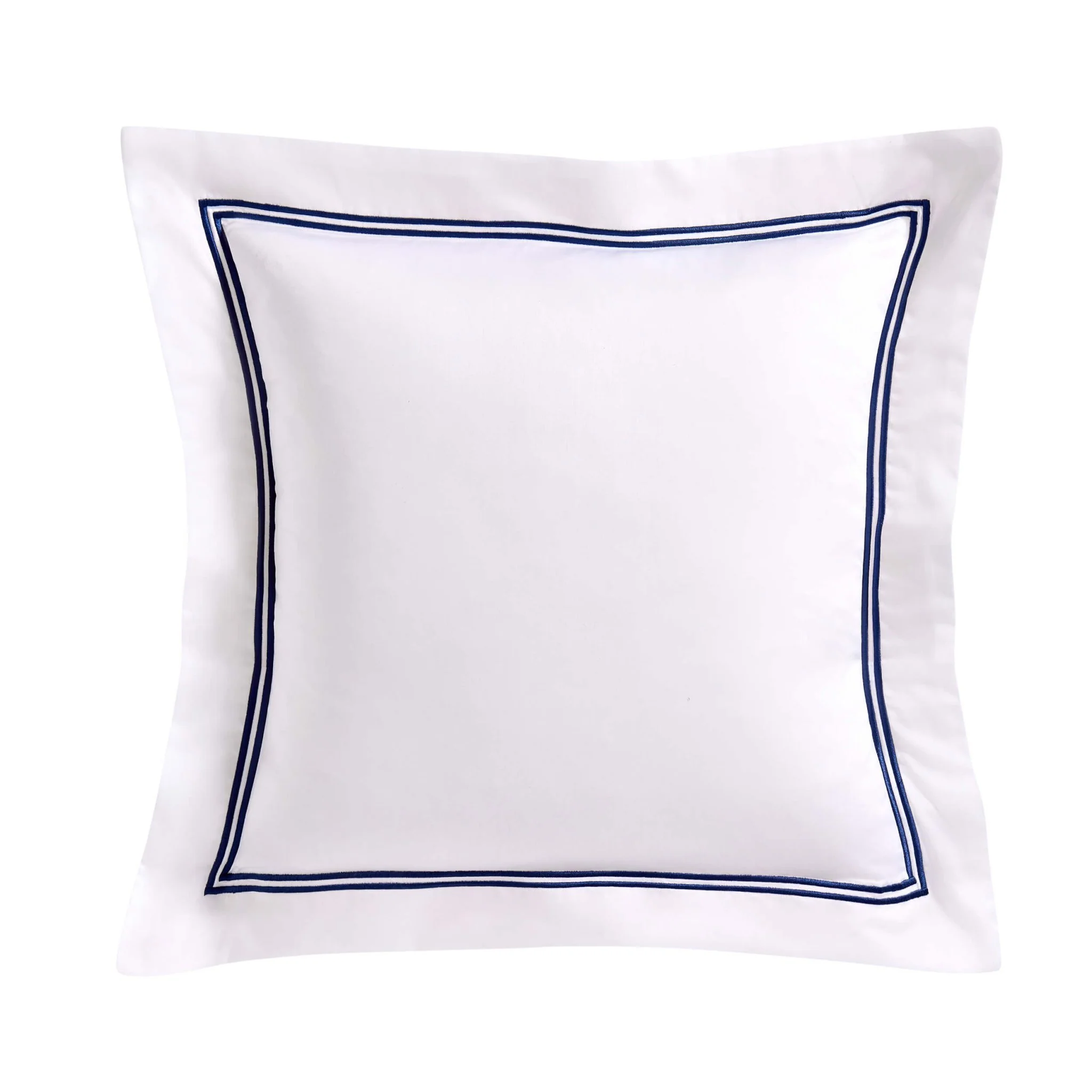 Regent Embroidered 100% Cotton Pair of Oxford Square Pillowcases - Navy - Image 3