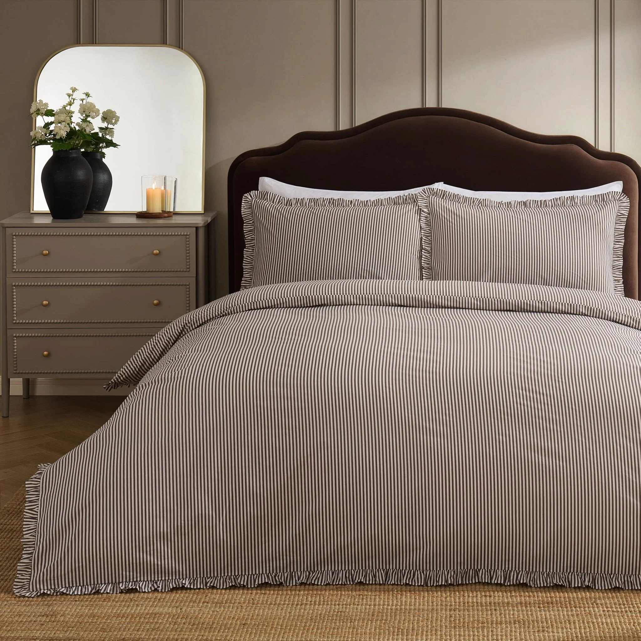 Remy 100% Cotton Duvet Covet & Pilllowcase Set - Mocha