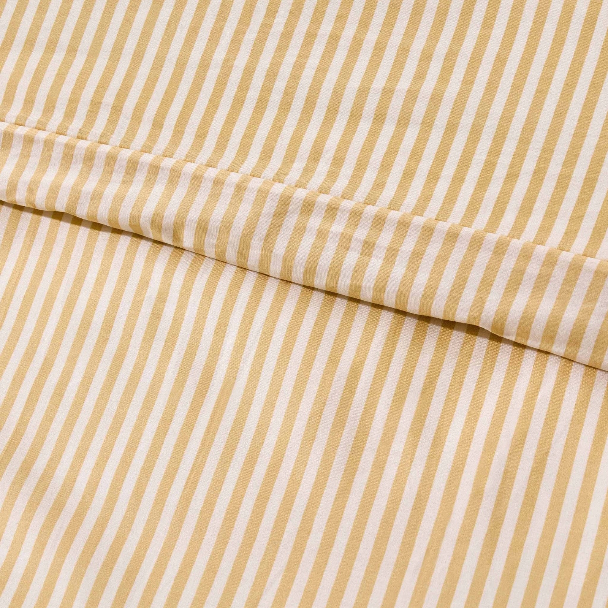 Remy 200 Thread Count Shirting Stripe Print Ruffle Edge Duvet Cover Set - Buttermilk - Image 5