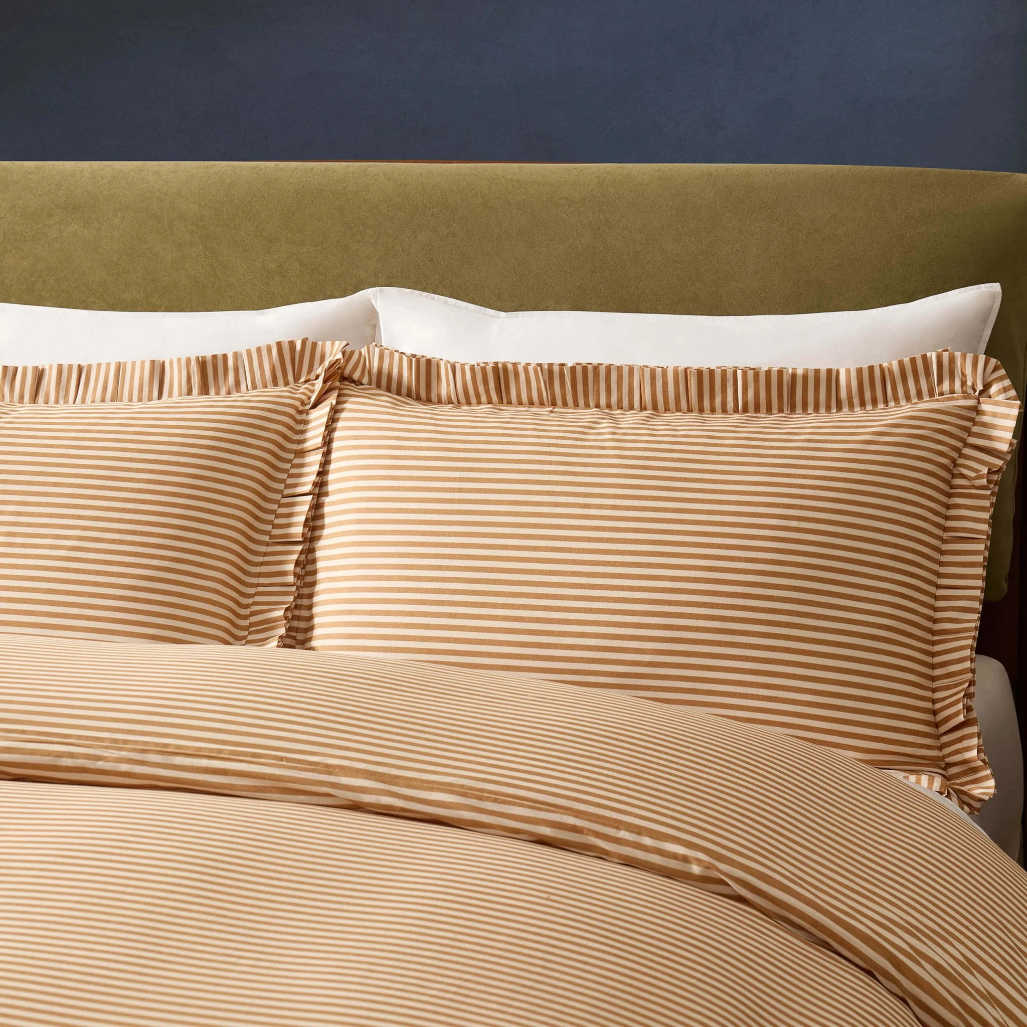 Retro Stripe 100% Cotton Duvet Covet & Pilllowcase Set - Mustard - Image 2