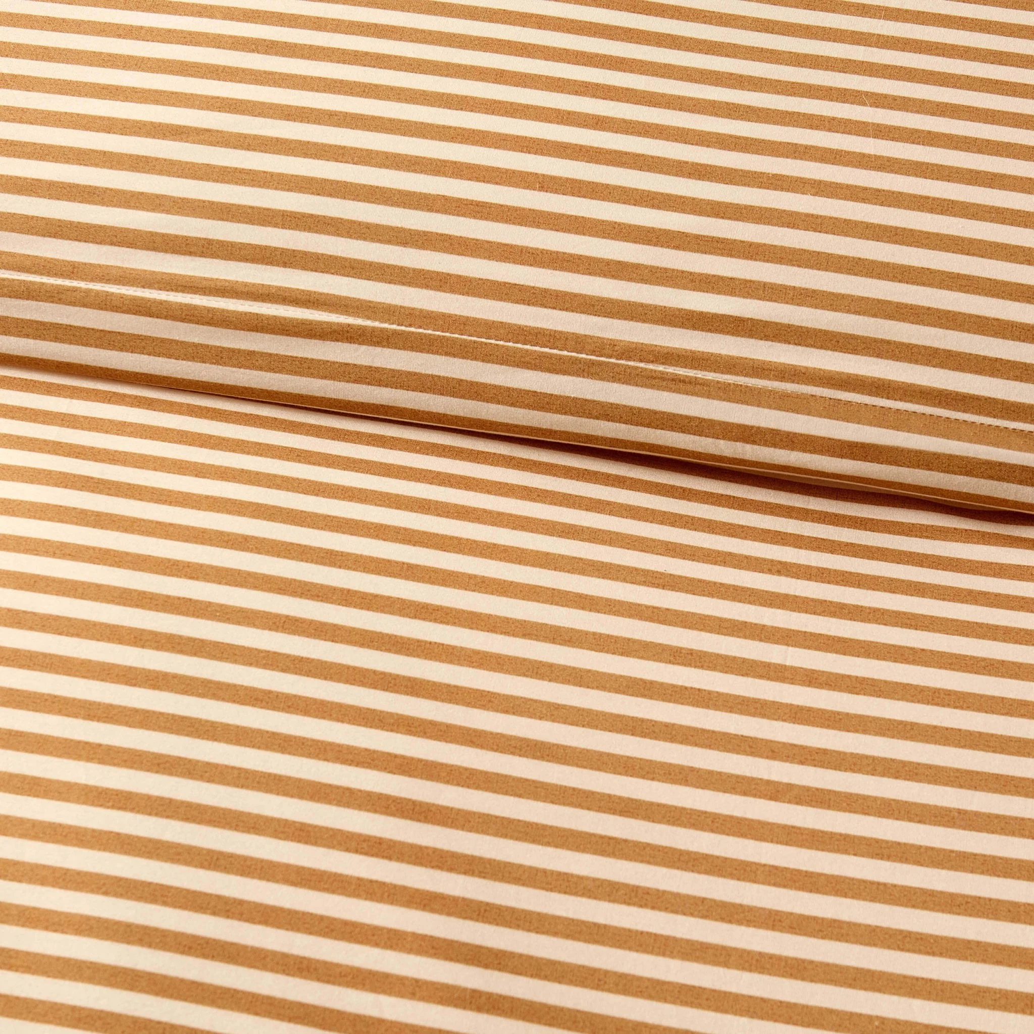 Retro Stripe 100% Cotton Duvet Covet & Pilllowcase Set - Mustard - Image 5