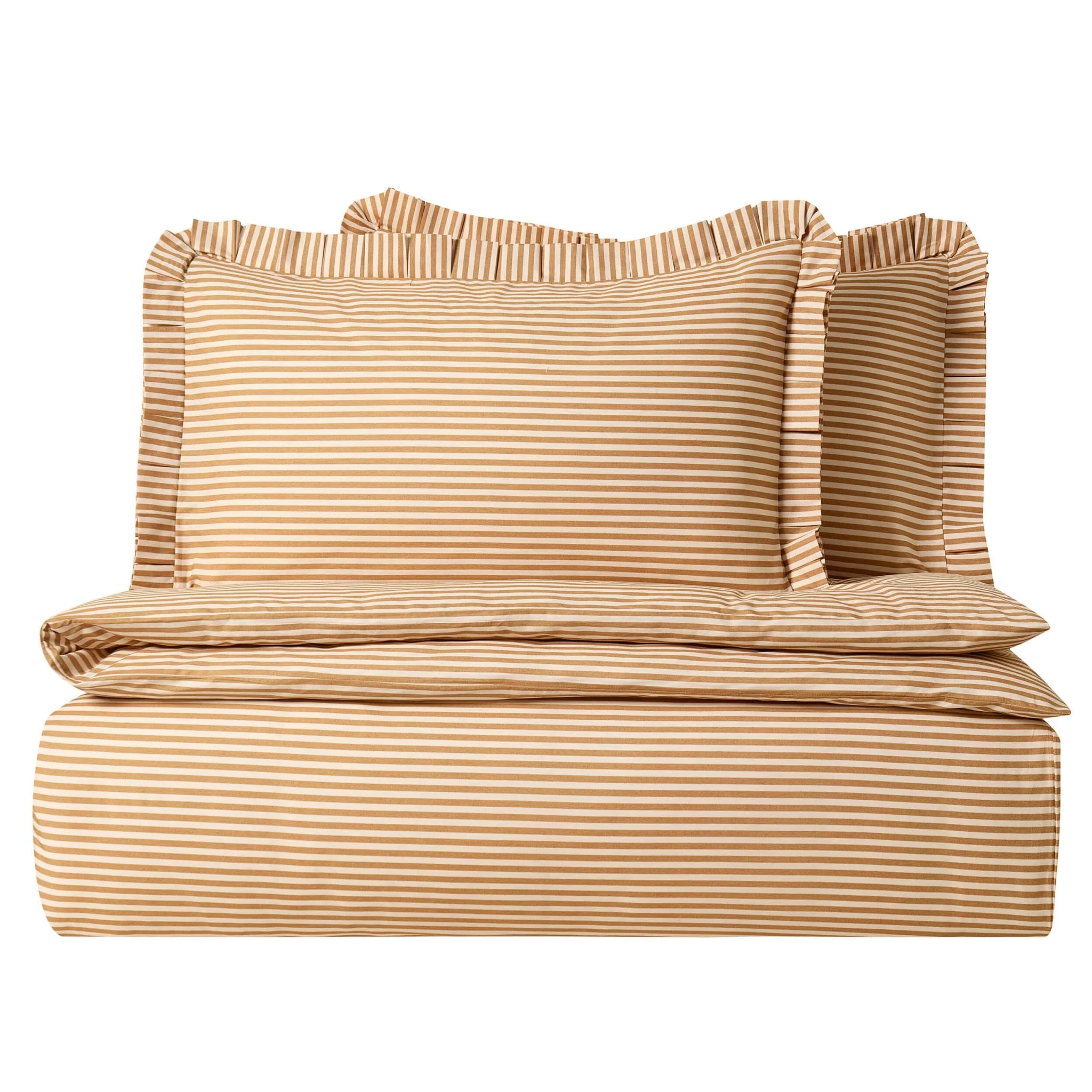 Retro Stripe 100% Cotton Duvet Covet & Pilllowcase Set - Mustard - Image 6