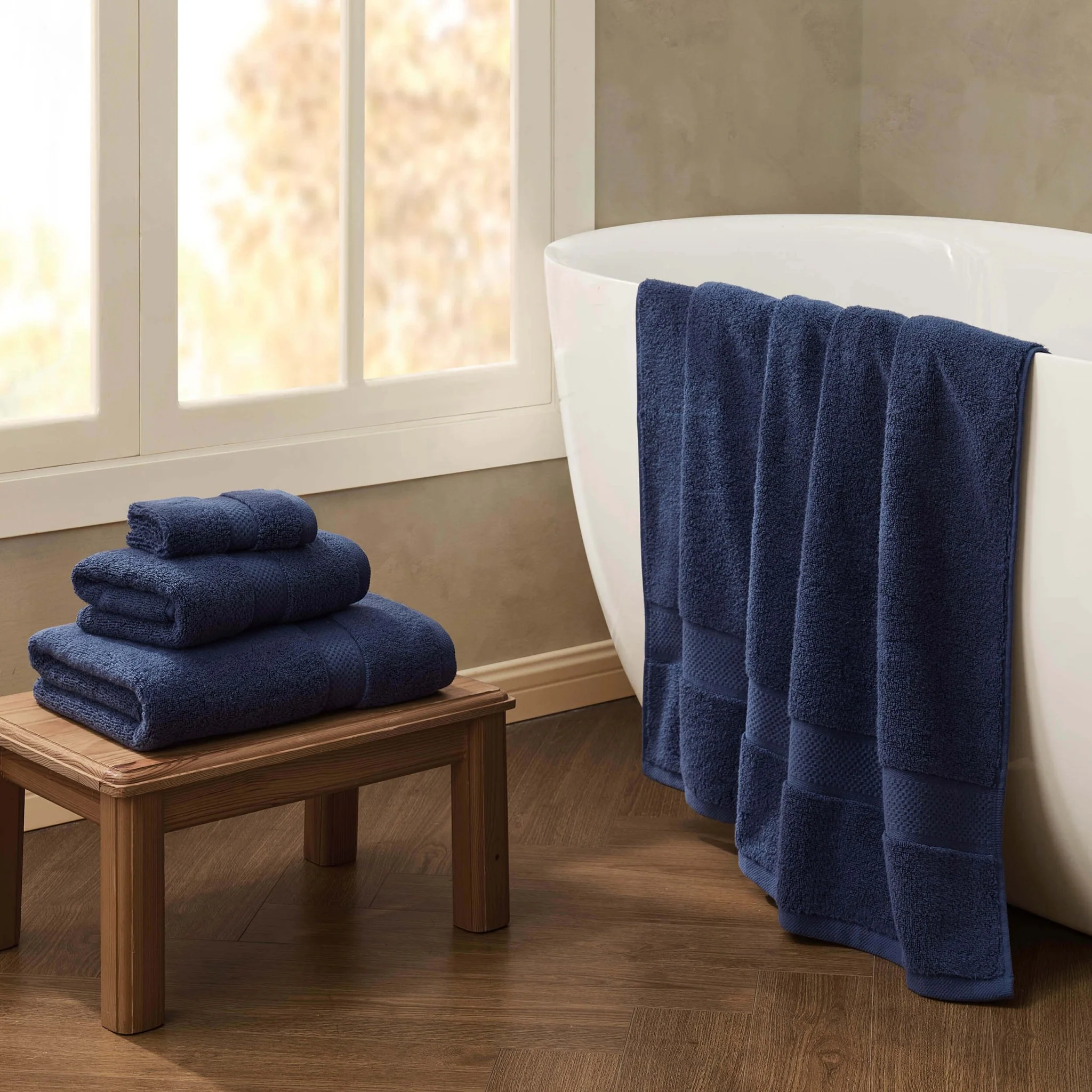 Rhodes Cotton Towel Collection - Dark Royal Blue - Image 2