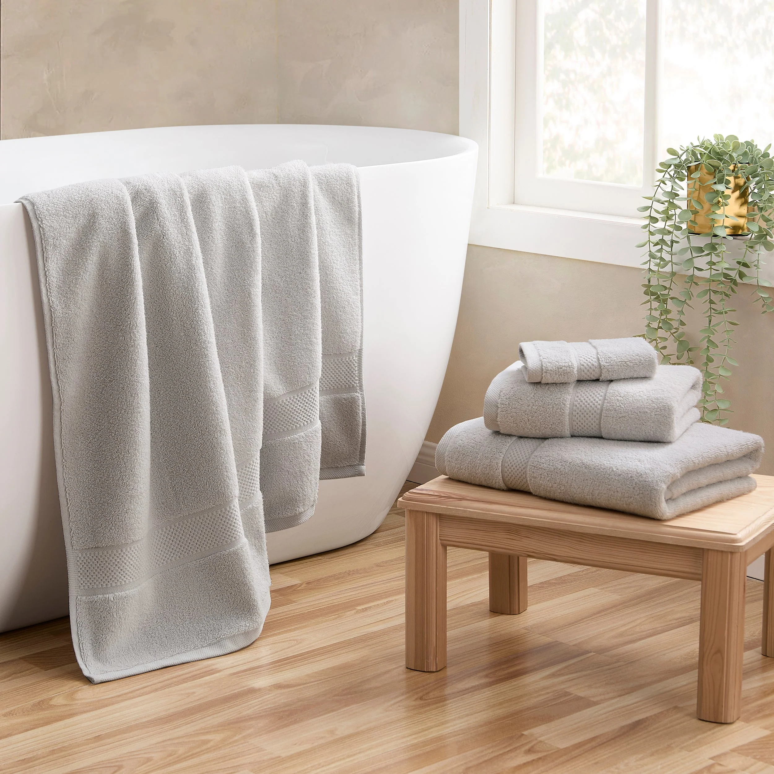 Rhodes Cotton Towel Collection - Dove Grey - Image 3