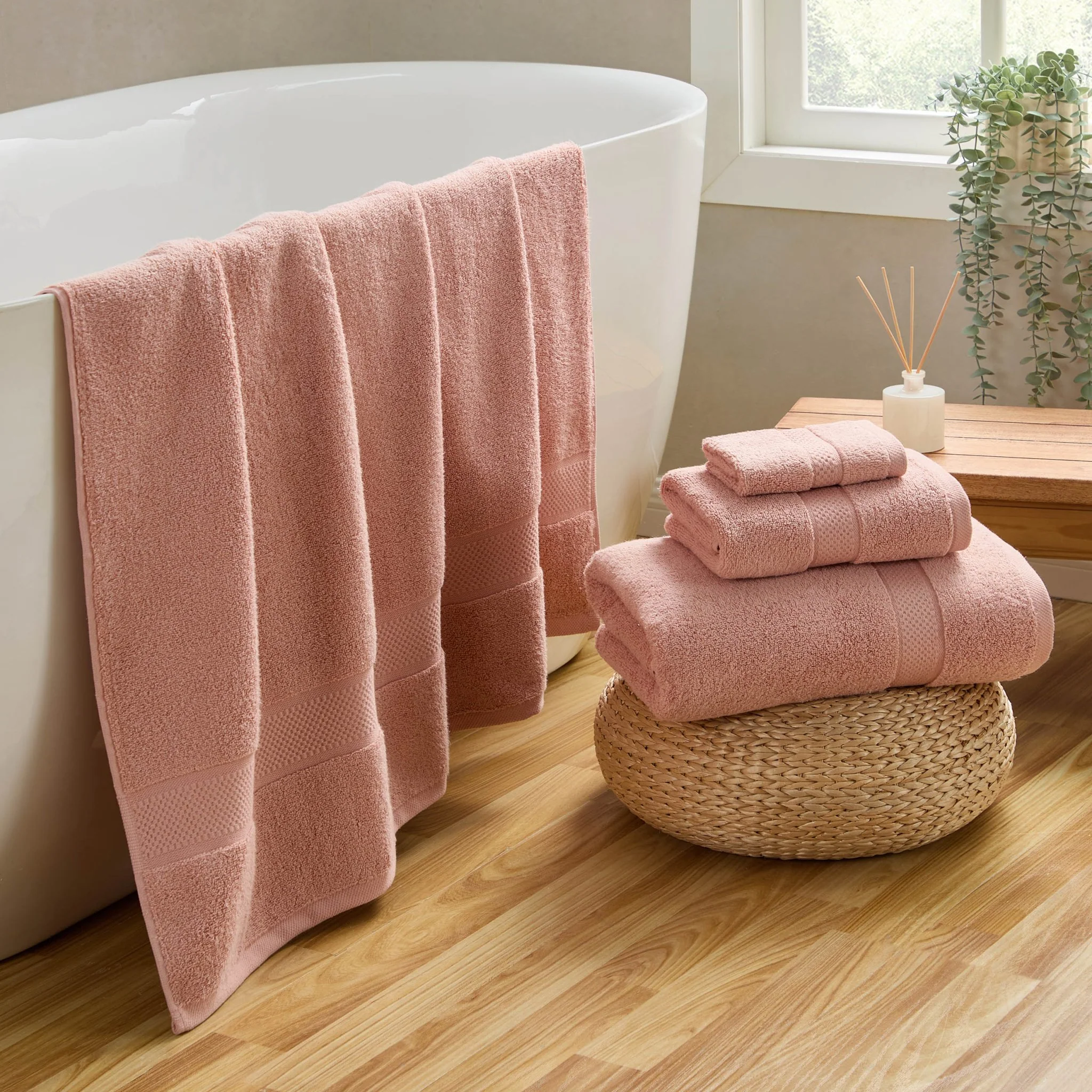 Rhodes Cotton Towel Collection - Pink - Image 3