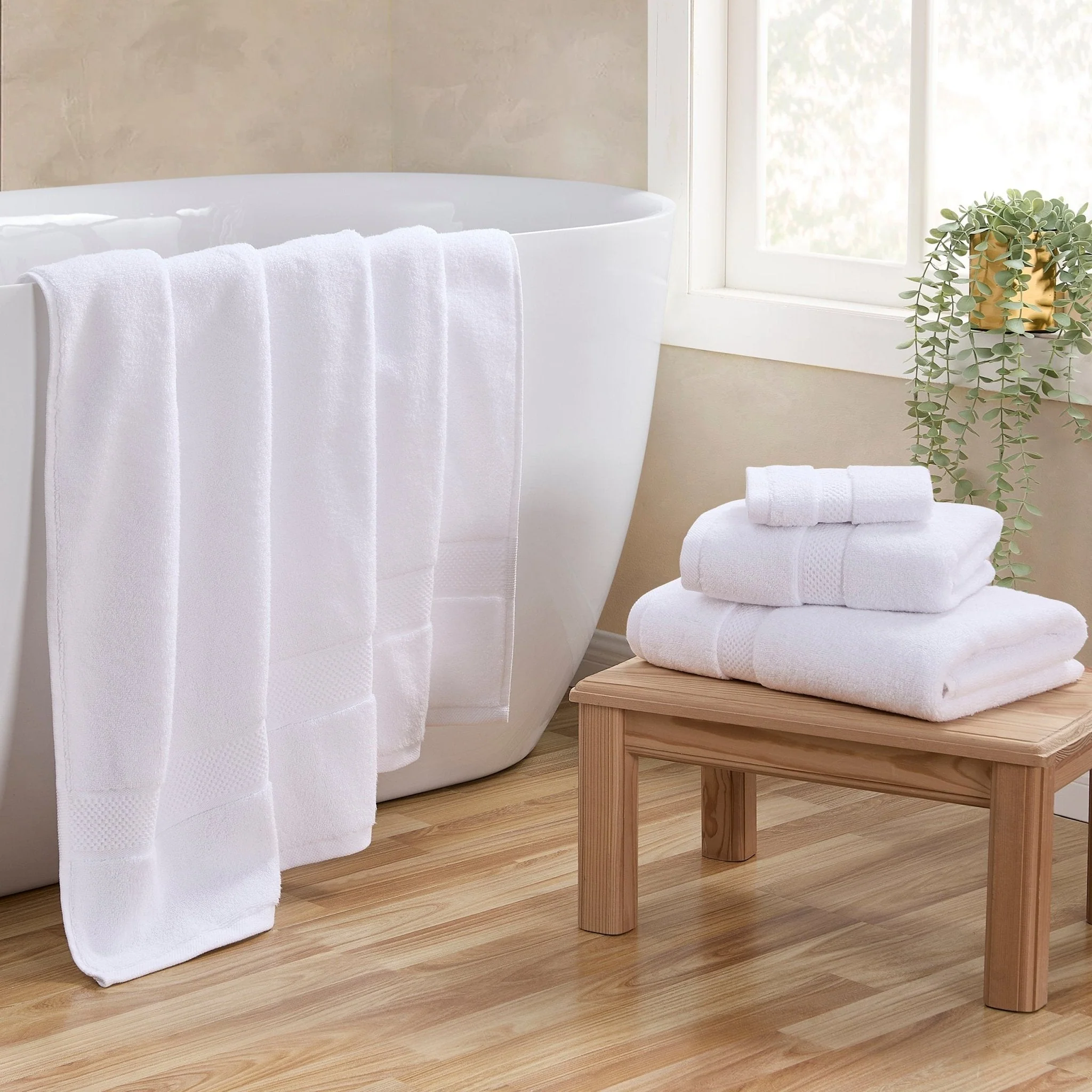 Rhodes Cotton Towel Collection - White - Image 3
