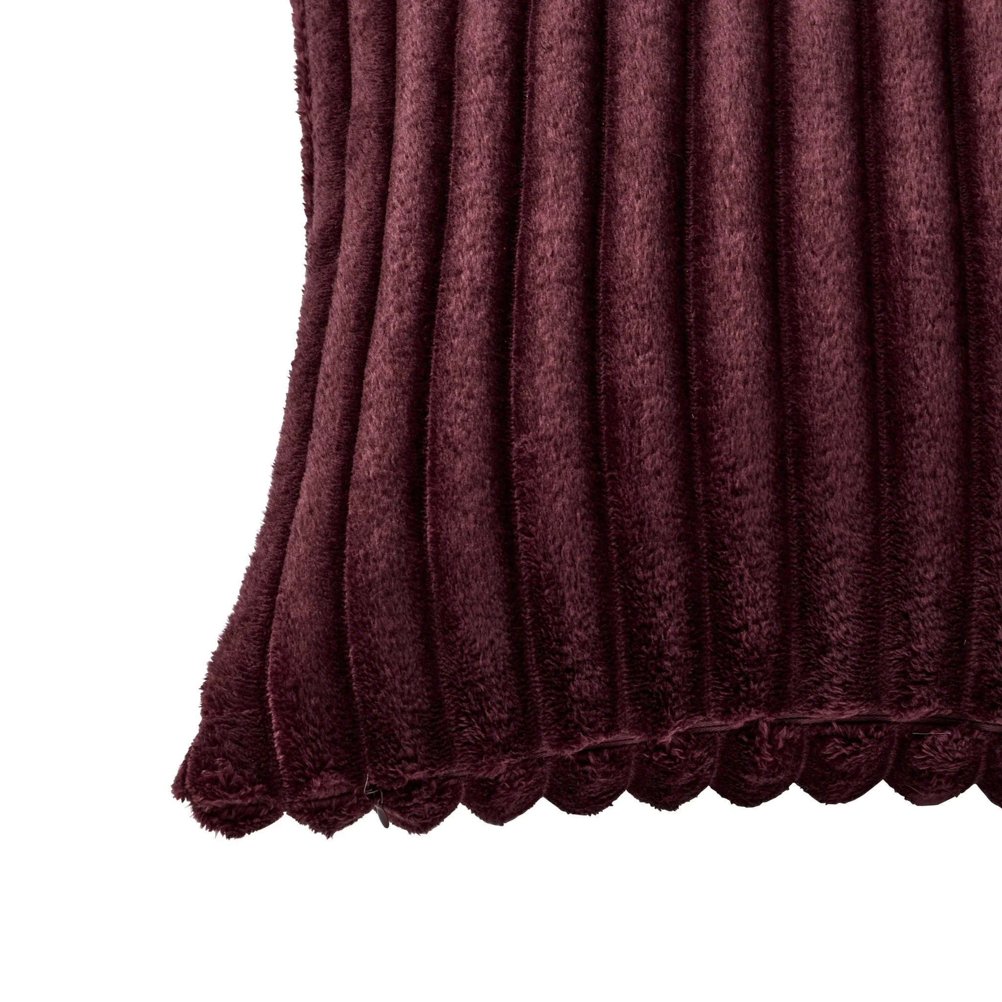 Ribbed Flannel Faux Fur Sofa Cushion Cover - Aubergine - Image 3