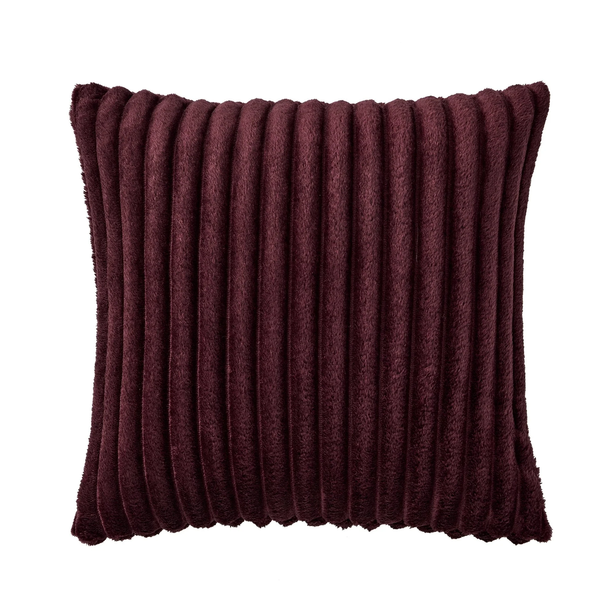 Ribbed Flannel Faux Fur Sofa Cushion Cover - Aubergine - Image 4