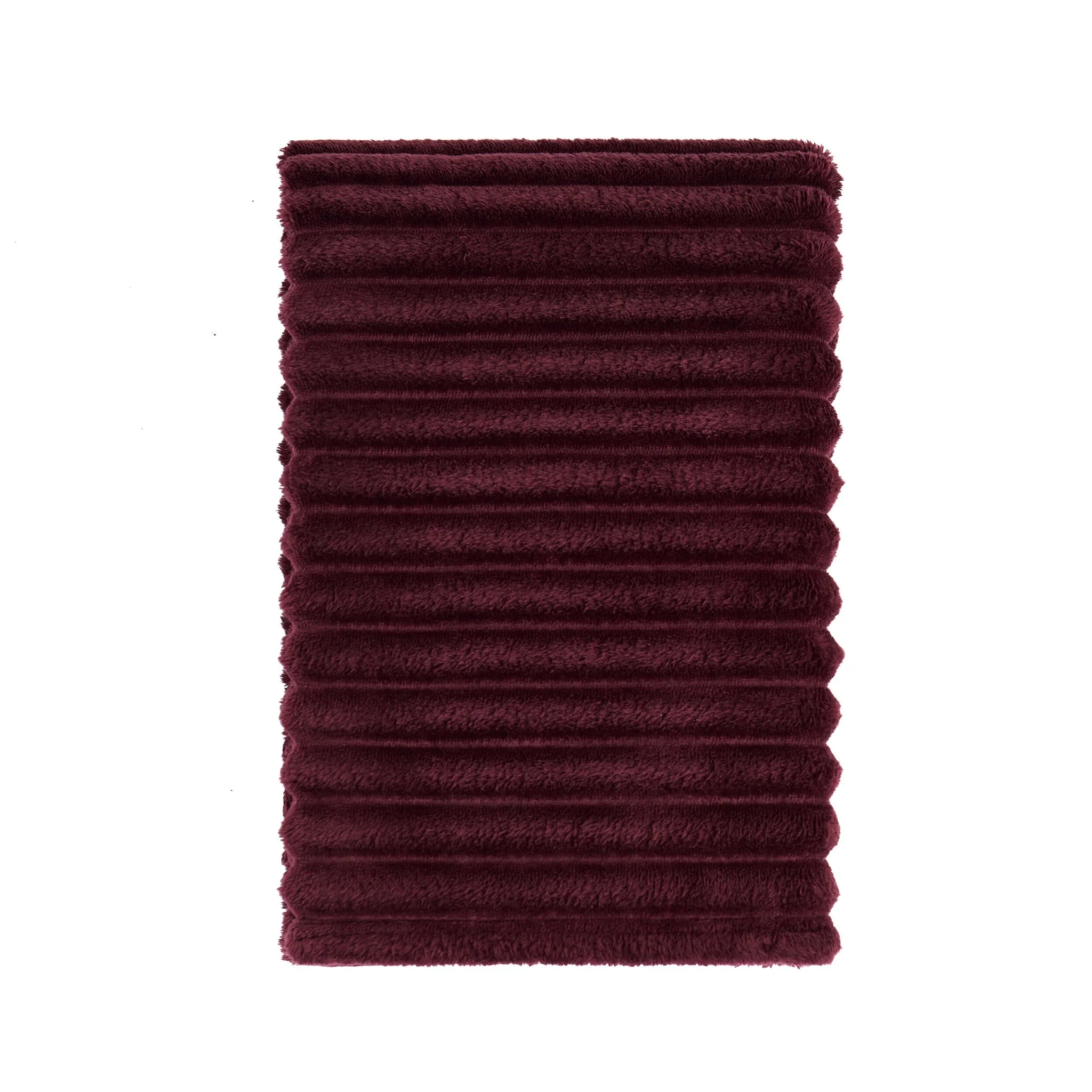 Ribbed Flannel Faux Fur Sofa Throw - Aubergine - Image 4