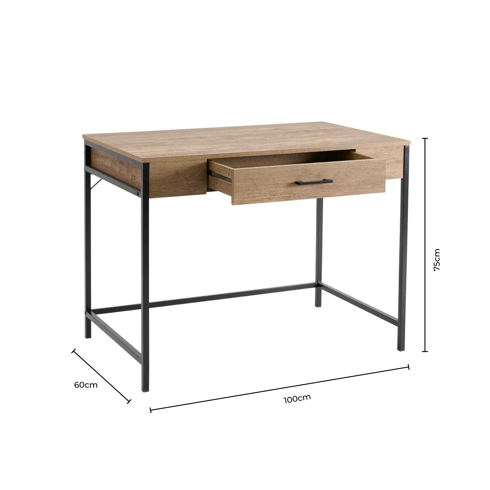 Riley Desk with Drawer - Light Wood - Image 7