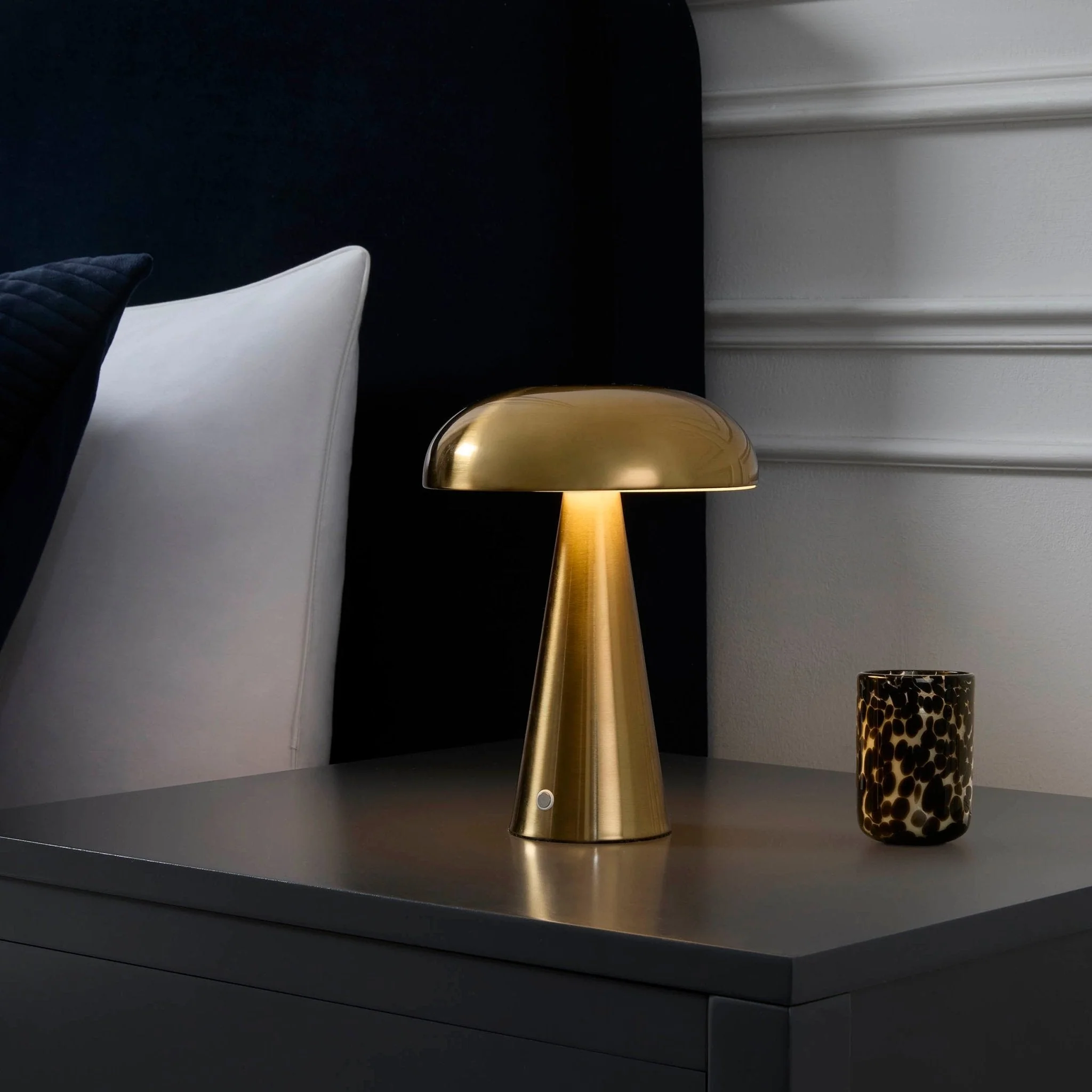 Riley Domed LED Rechargeable Wireless Lamp - Gold