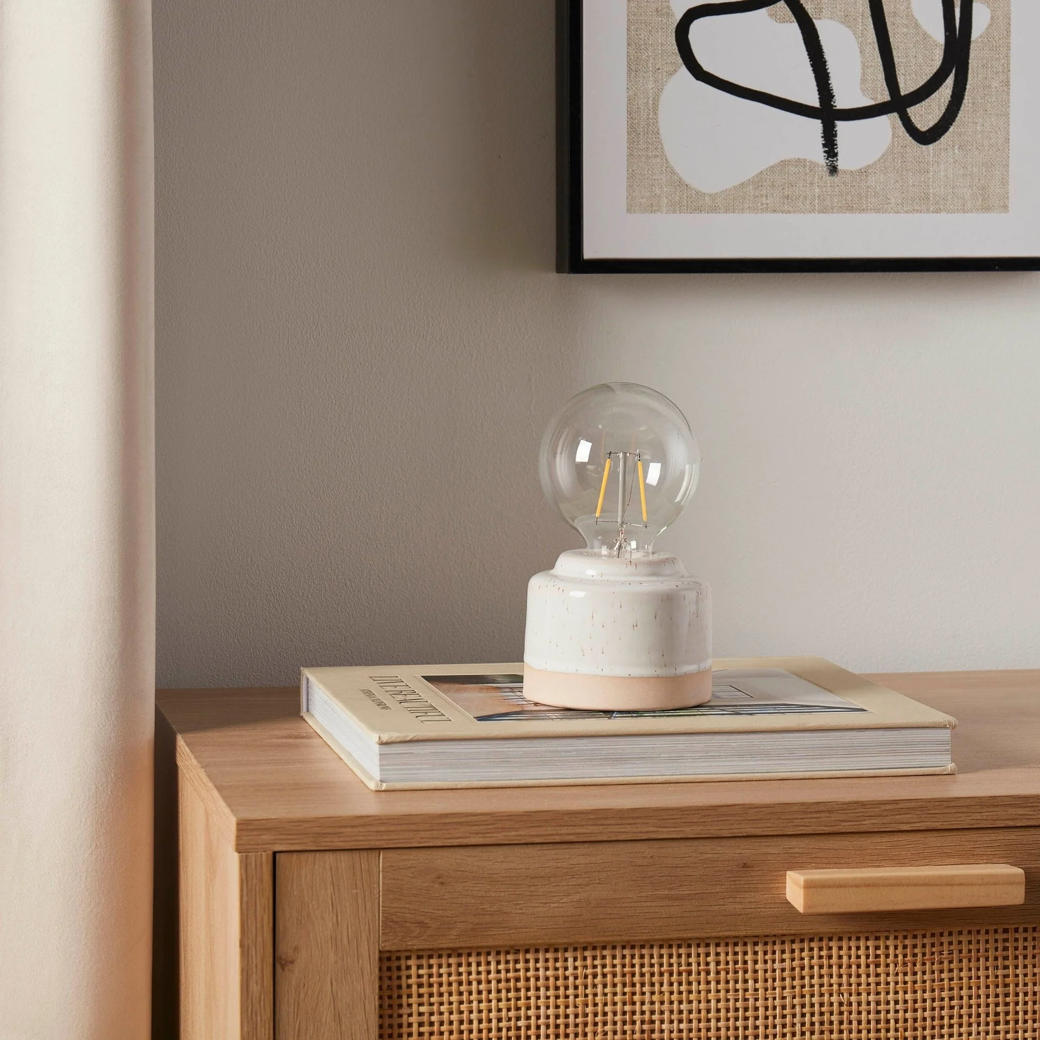 Robin Reactive Glaze Ceramic Bulb Table Lamp - Cream - Image 2