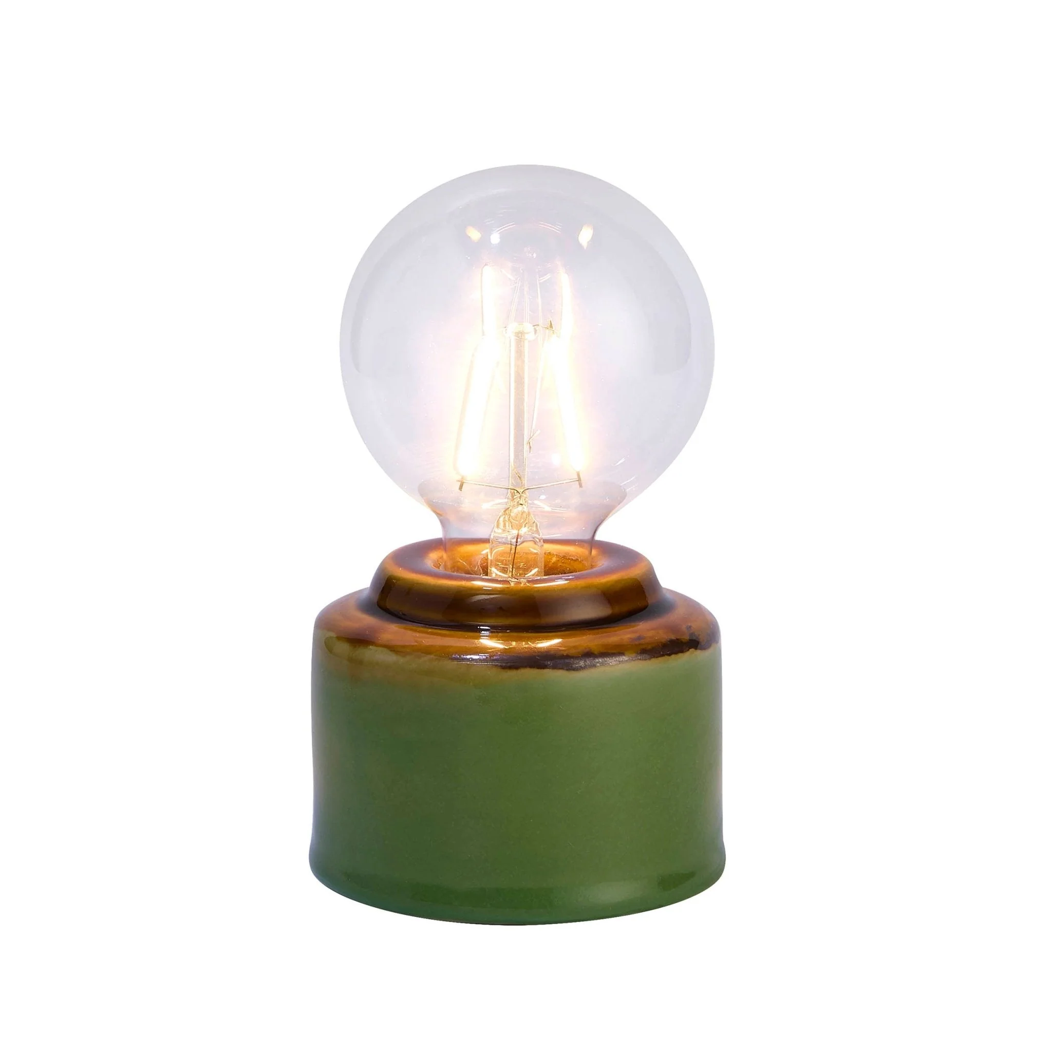 Robin Reactive Glaze Ceramic Bulb Table Lamp - Green/Brown - Image 3
