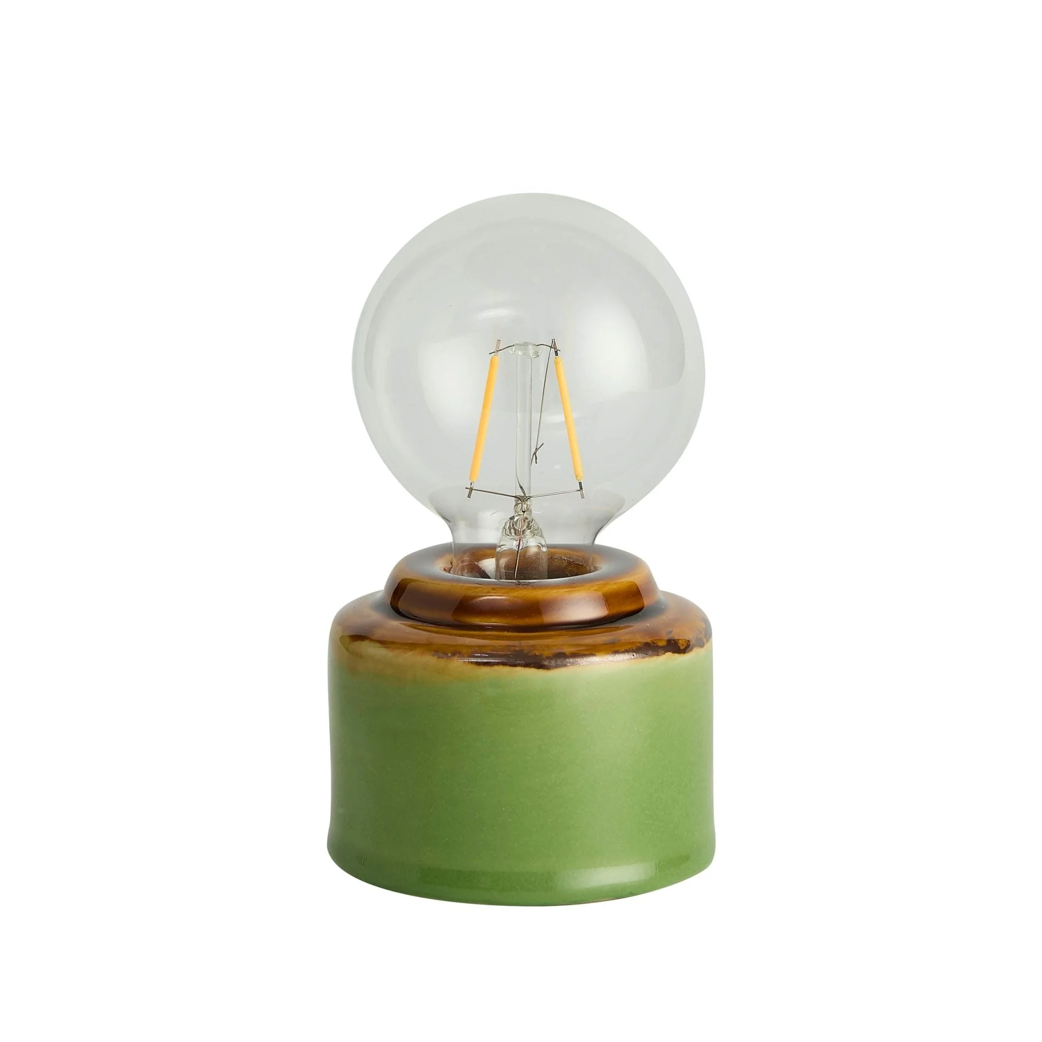 Robin Reactive Glaze Ceramic Bulb Table Lamp - Green/Brown - Image 4