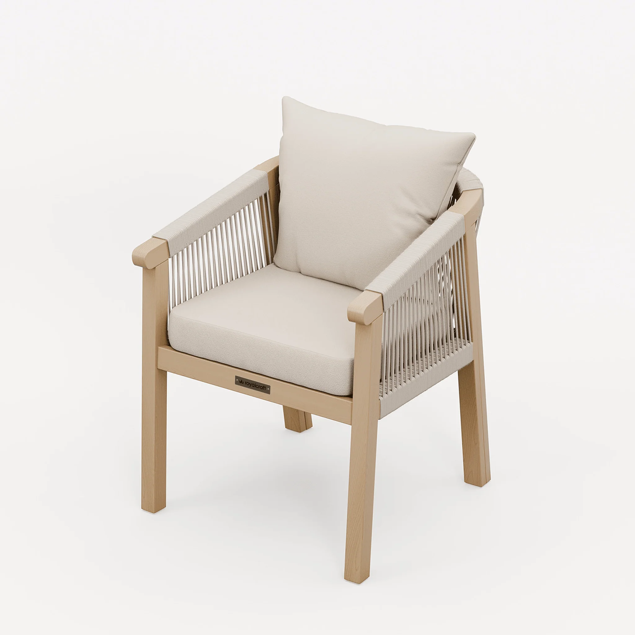 Roma Outdoor 2 Seater Round Bistro Table and Dining Chairs - Beige - Image 6