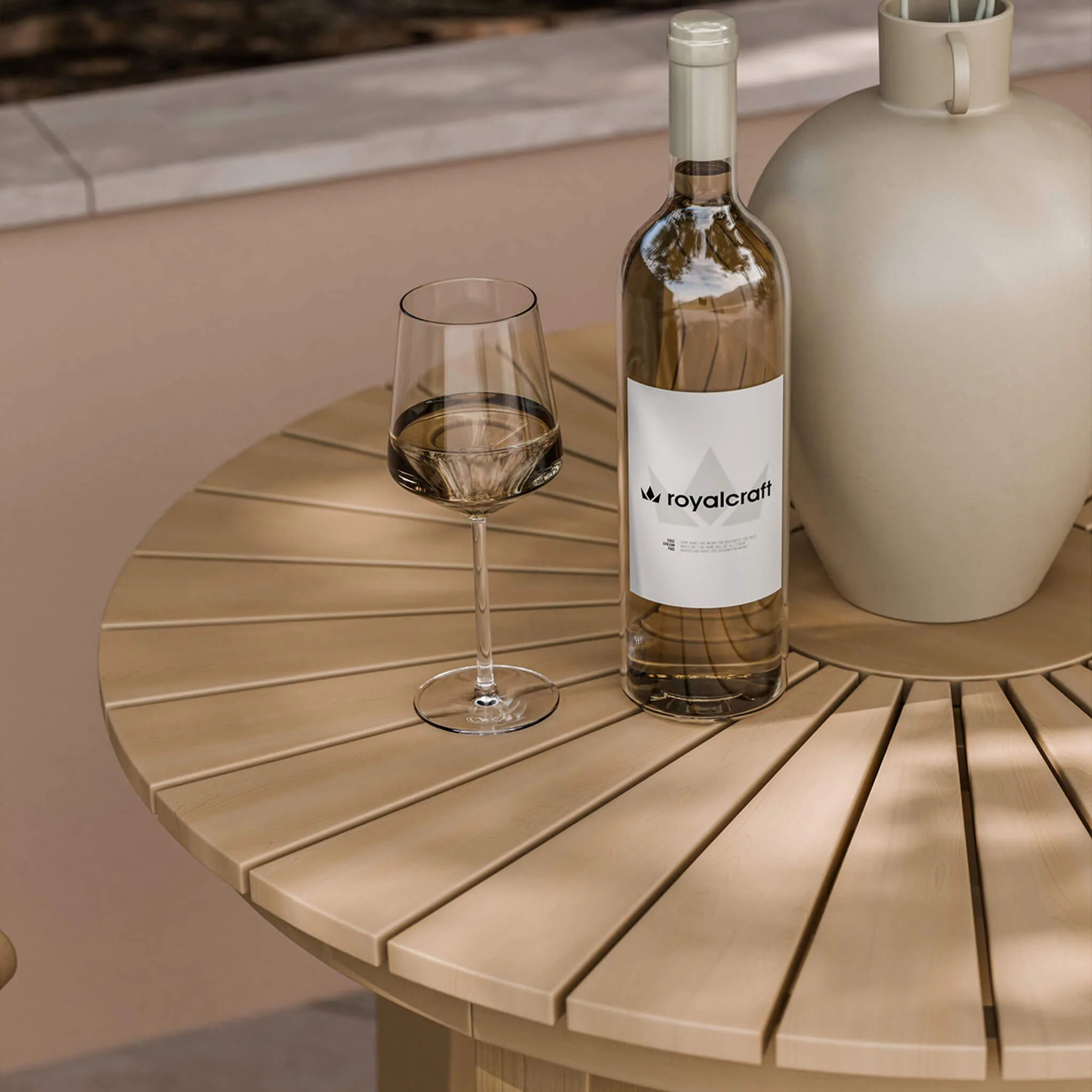 Roma Outdoor 2 Seater Round Bistro Table and Stacking Chairs - Beige - Image 4