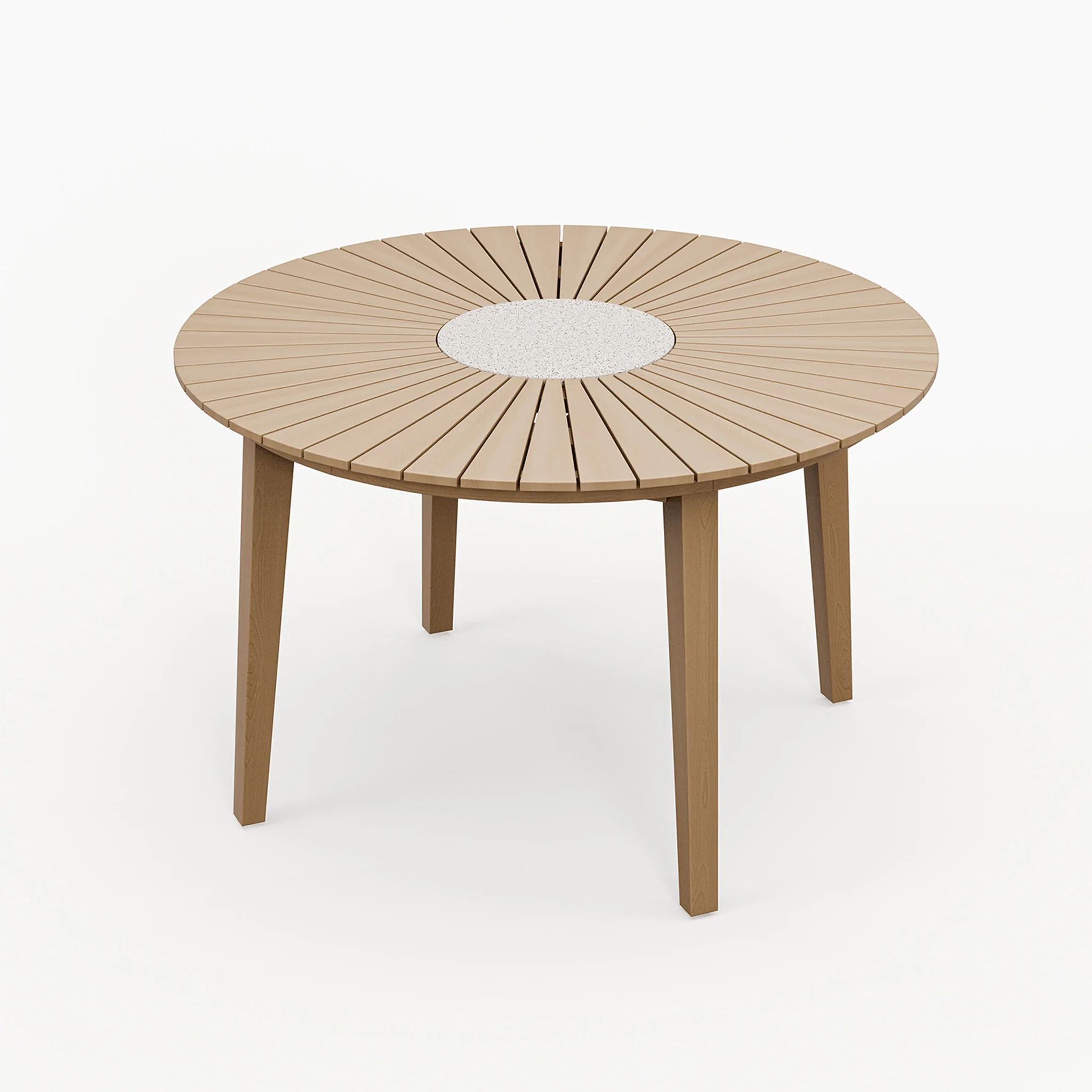 Roma Outdoor 4 Seater Round Dining Table and Stacking Chairs - Beige - Image 7