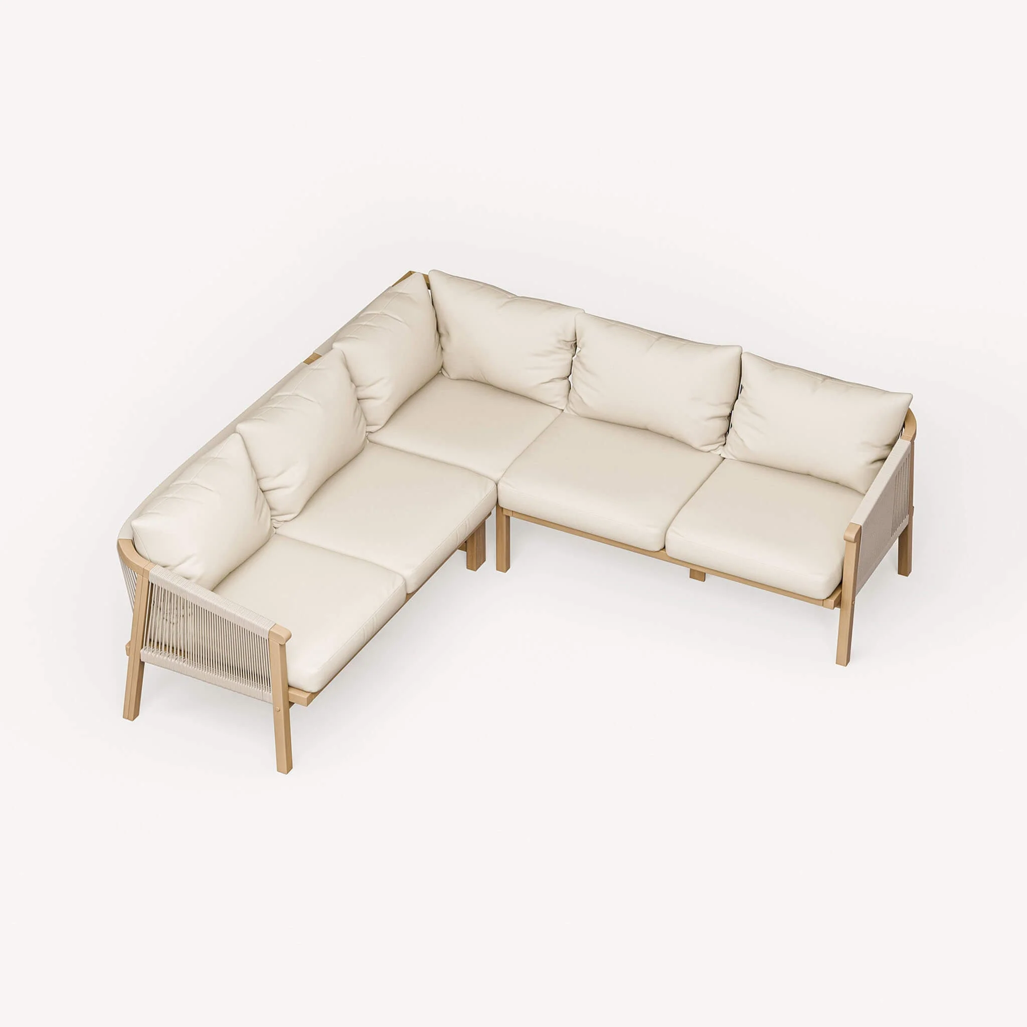 Roma Outdoor 5 Seater Corner Lounge Set with Coffee Table - Beige - Image 7