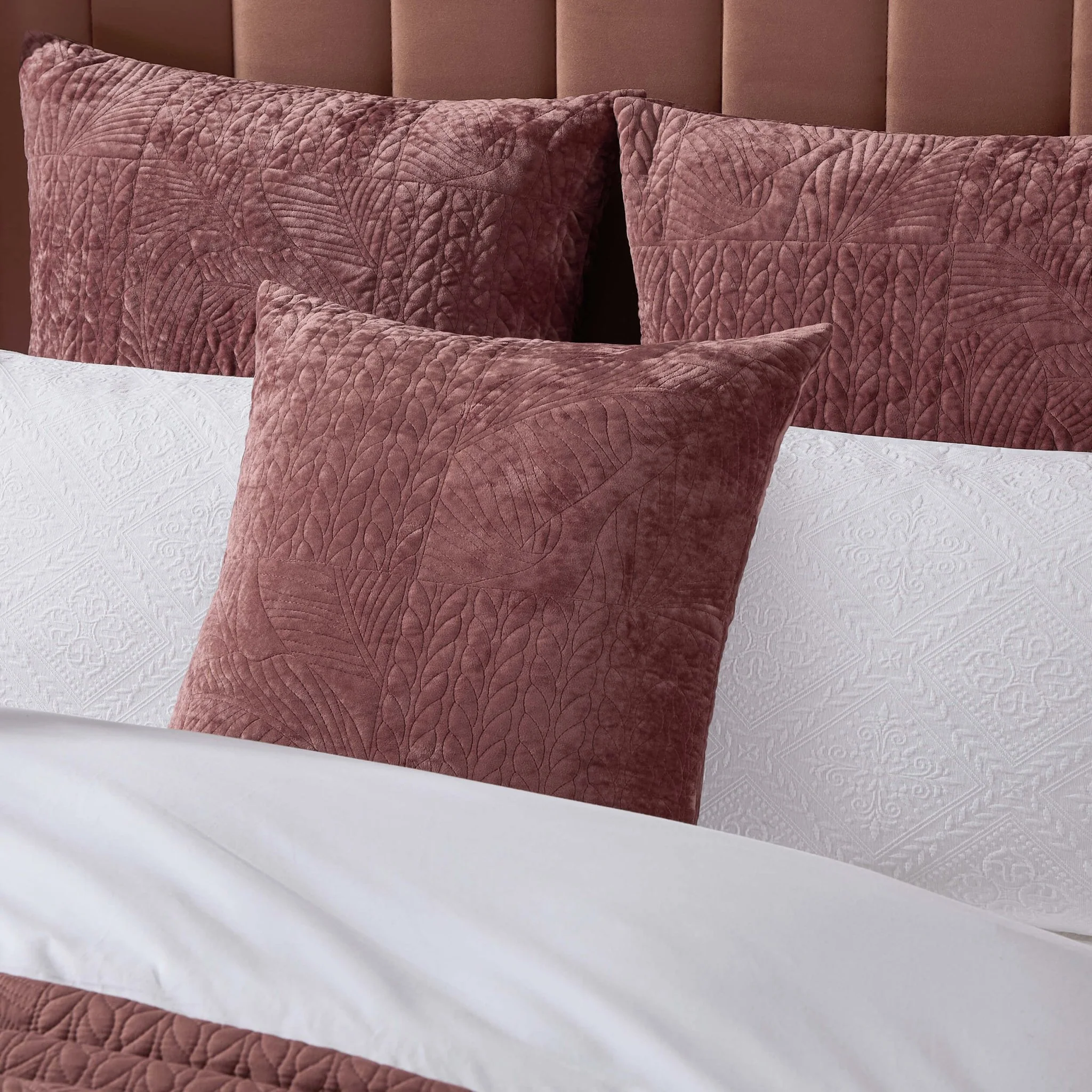 Rome Velvet Greek Matelasse Cushion Cover - Deep Pink
