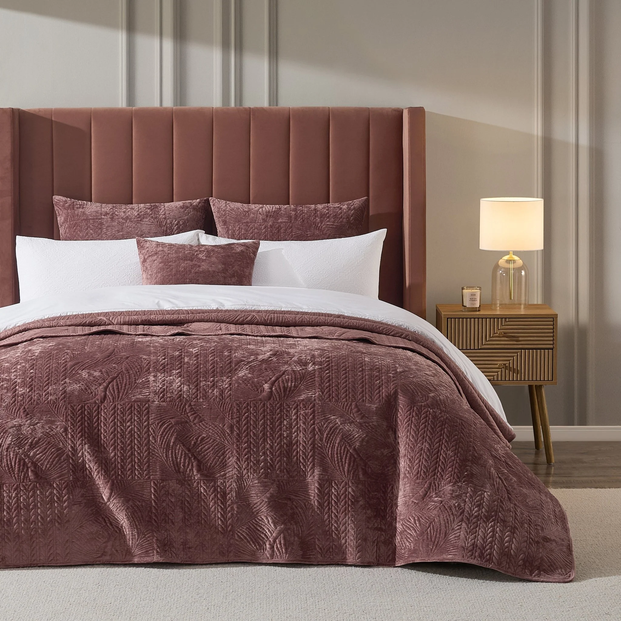 Rome Velvet Greek Matelasse Cushion Cover - Deep Pink - Image 6