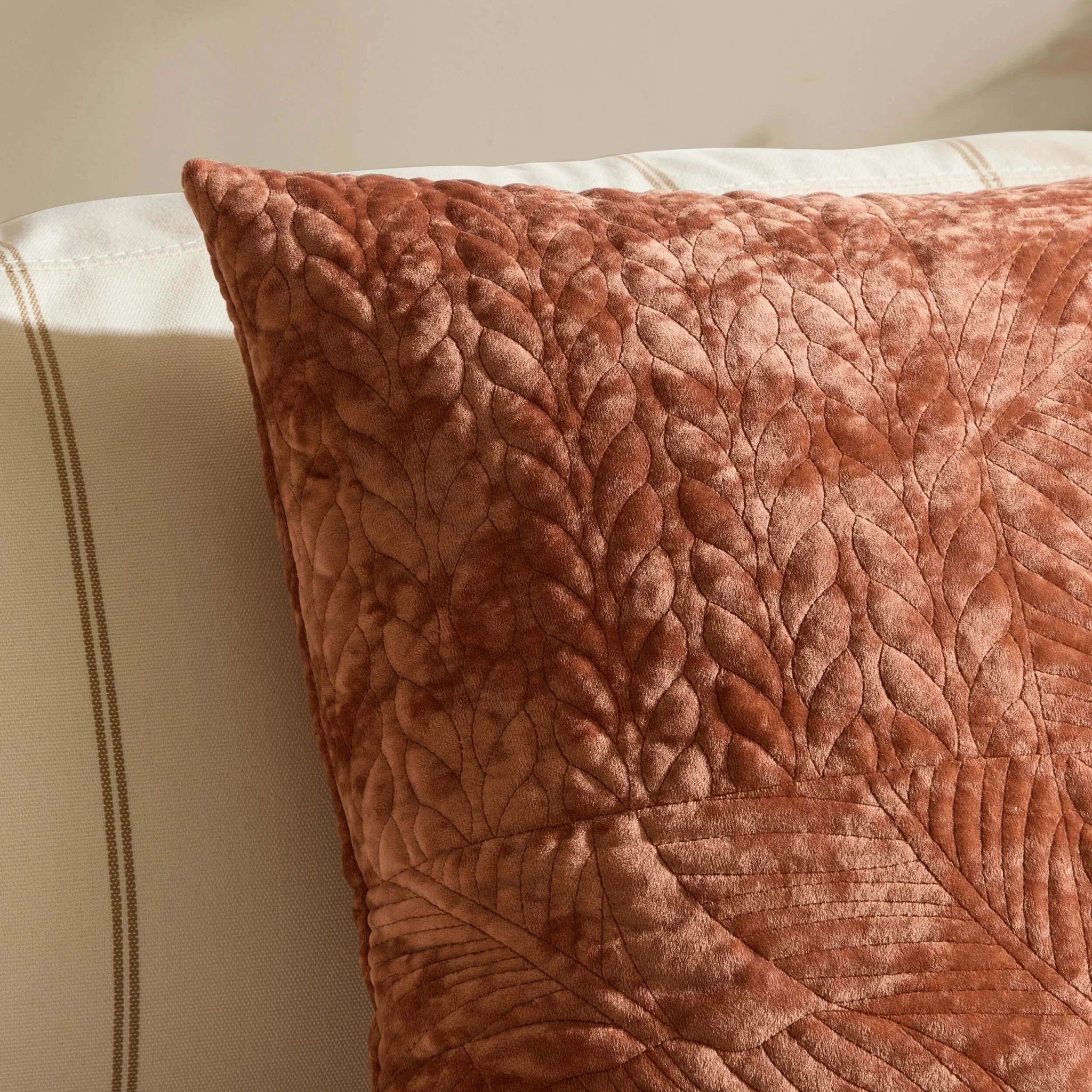 Rome Velvet Greek Matelasse Sofa Cushion Cover  - Orange - Image 2
