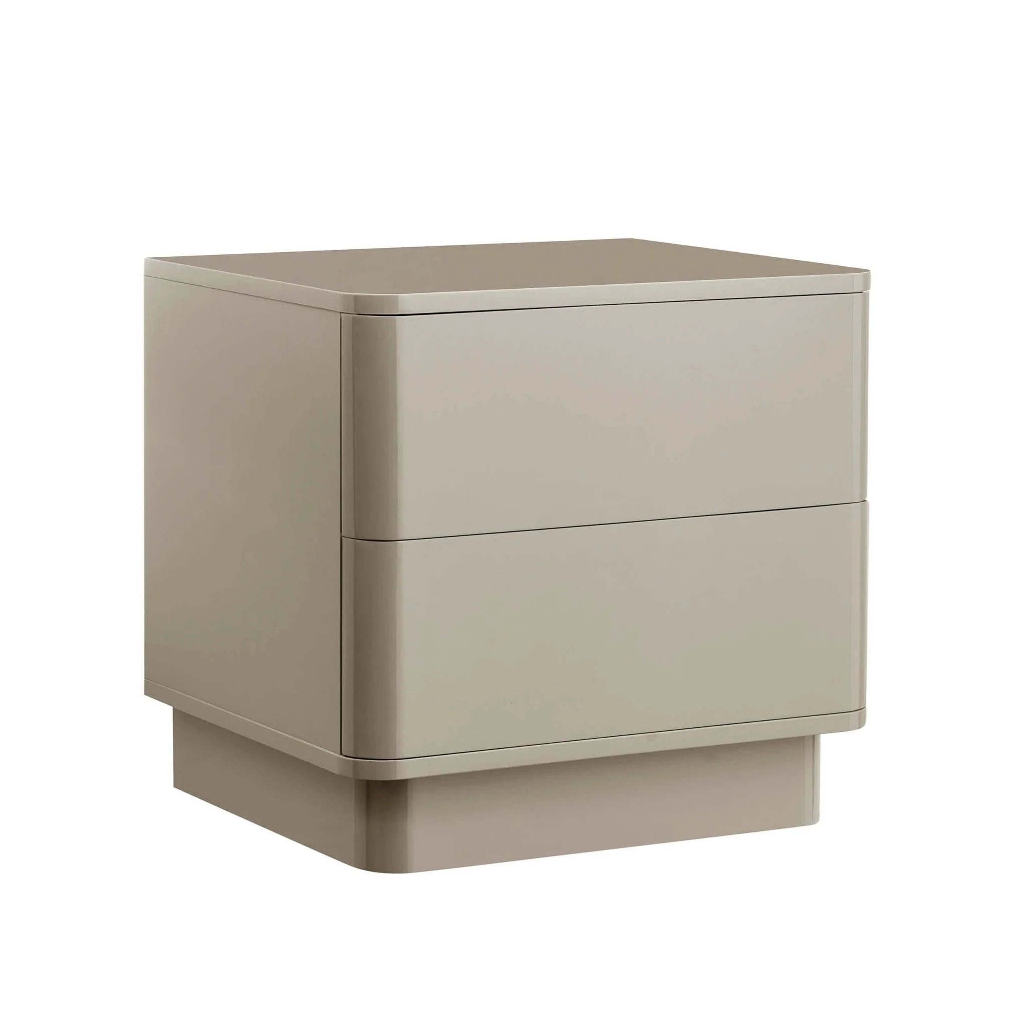 Romilly High Gloss 2 Drawer Bedside Table - Taupe - Image 3
