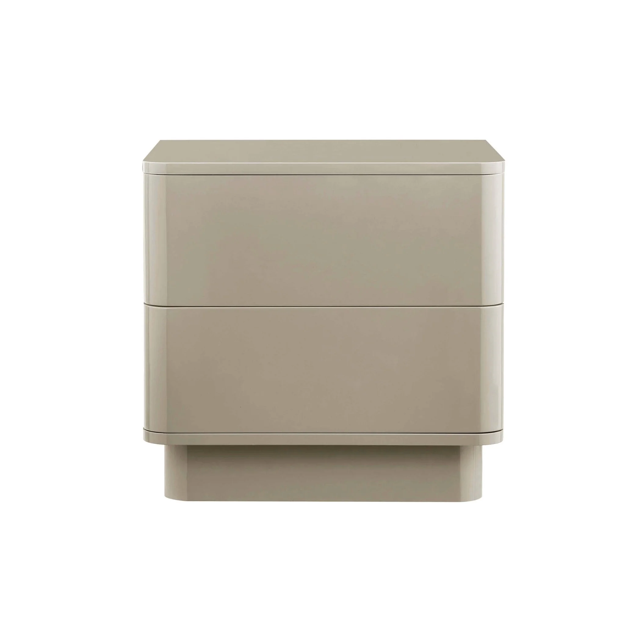 Romilly High Gloss 2 Drawer Bedside Table - Taupe - Image 5