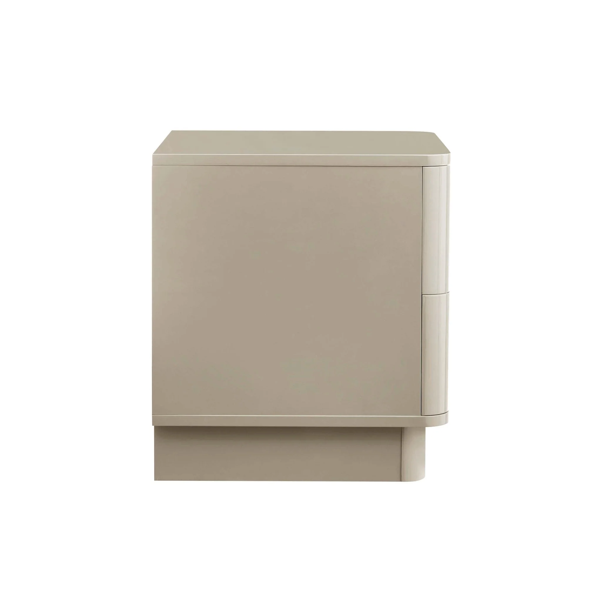 Romilly High Gloss 2 Drawer Bedside Table - Taupe - Image 6