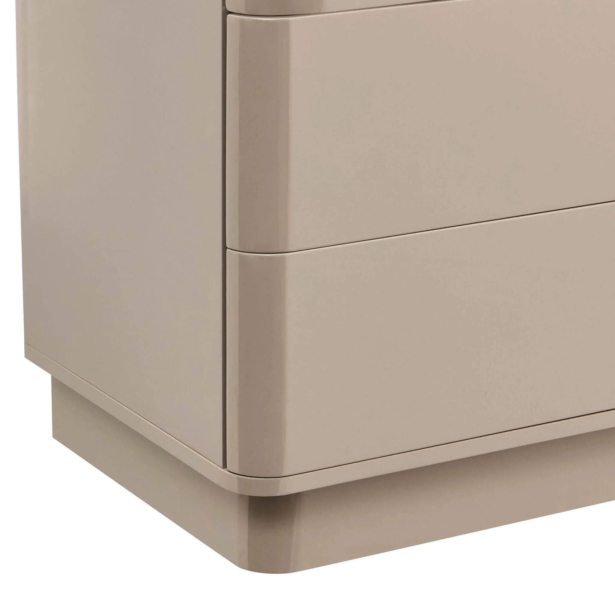 Romilly High Gloss 2 Drawer Bedside Table - Taupe - Image 7