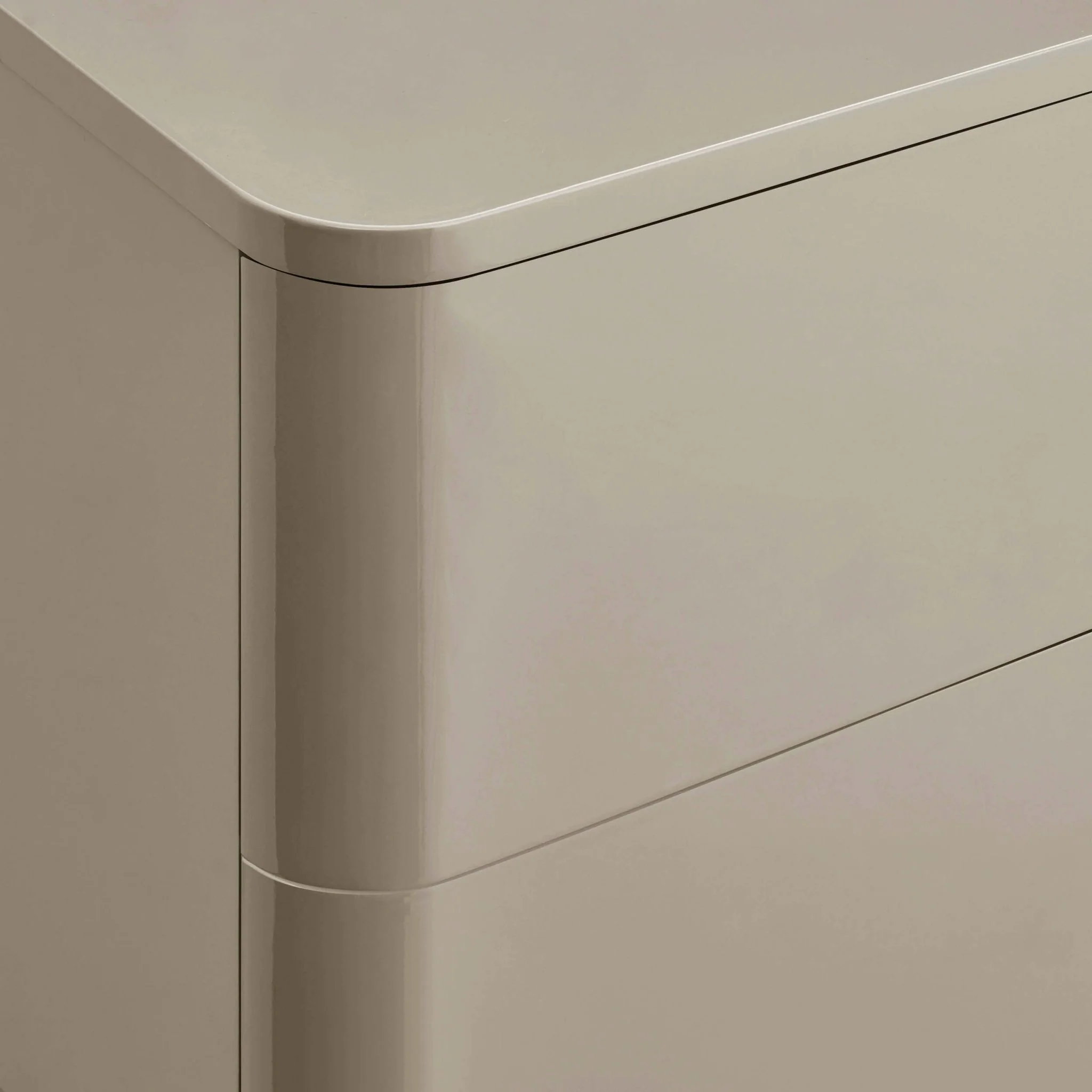 Romilly High Gloss 2 Drawer Bedside Table - Taupe - Image 8
