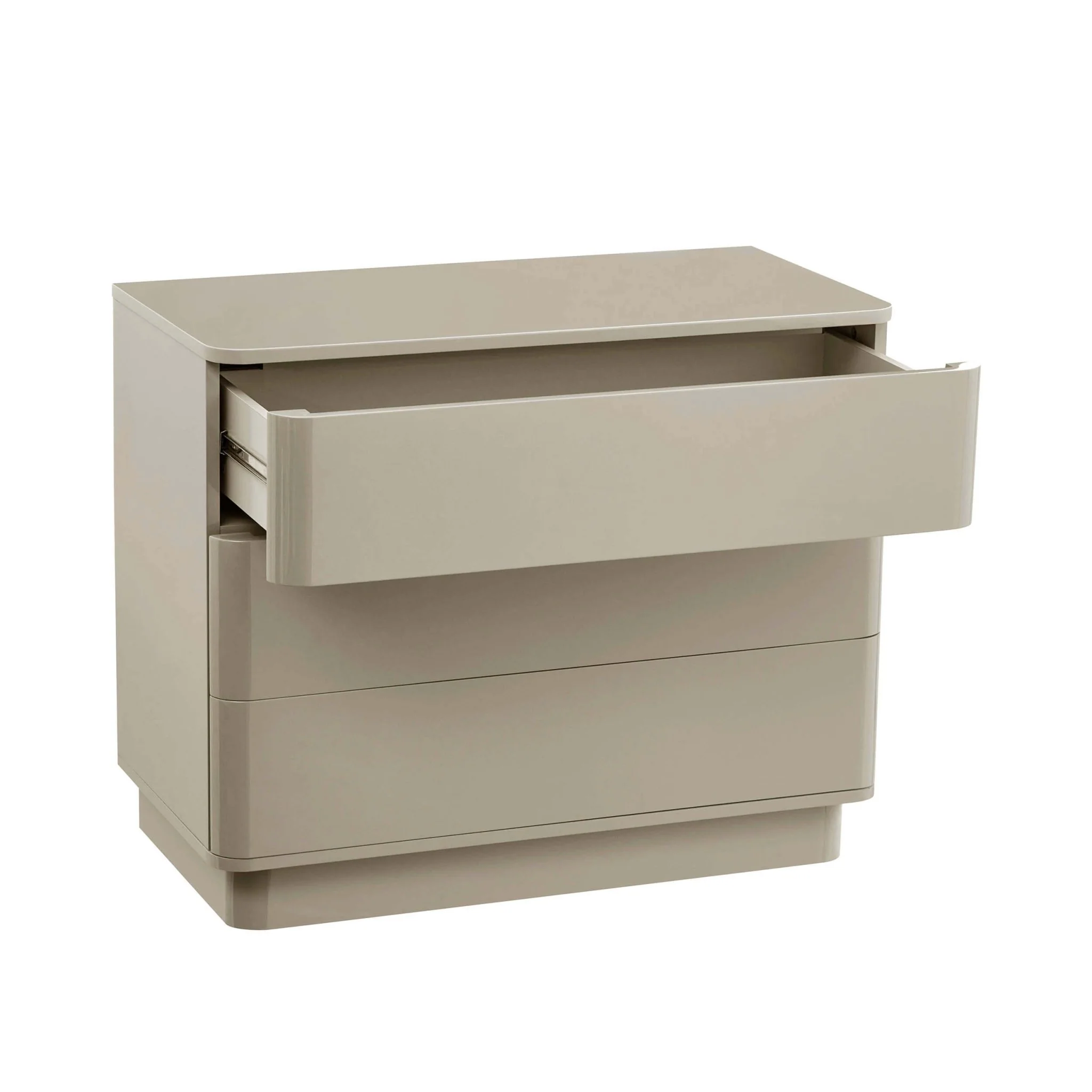 Romilly High Gloss 3 Drawer Chest - Taupe - Image 3