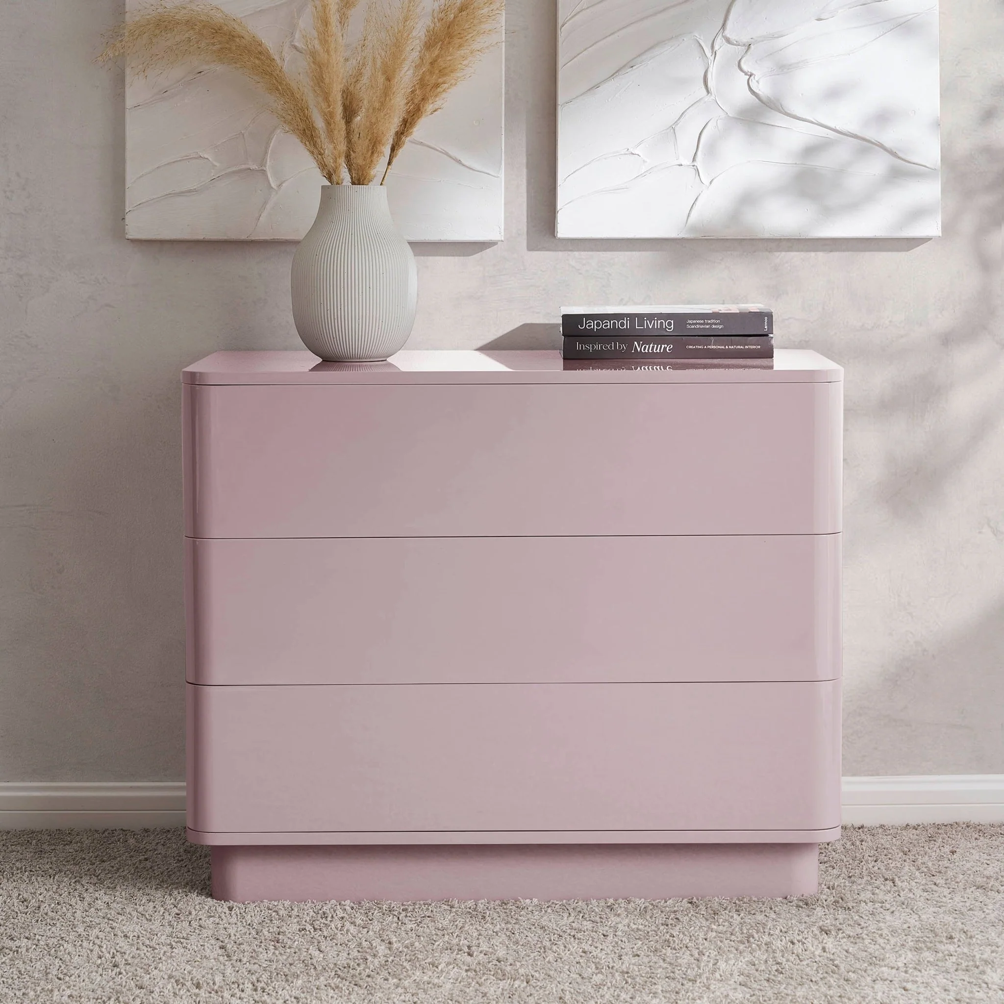 Romilly High Gloss 3 Drawer Chest - Violet Ice - Image 2