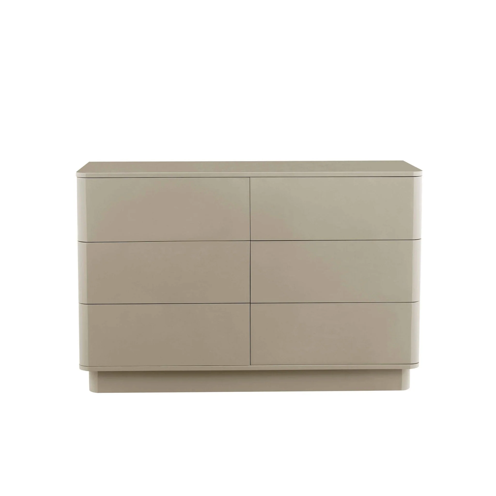 Romilly High Gloss 6 Drawer Chest - Taupe - Image 4