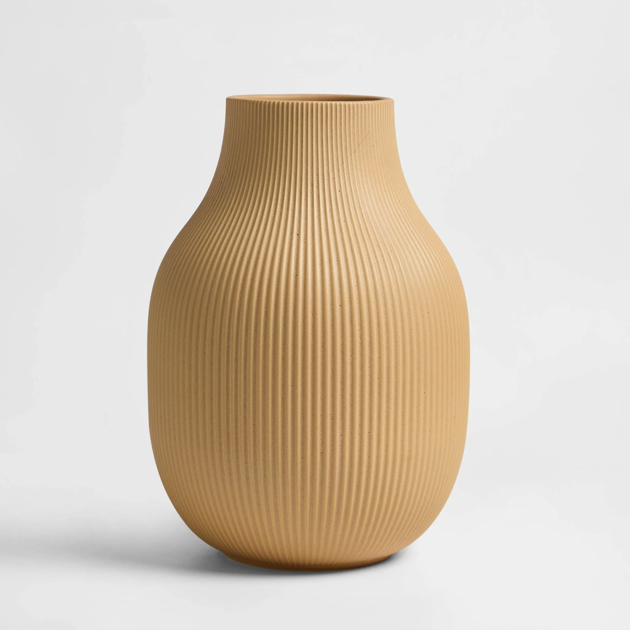 Rose Matt Ribbed Clay Vase - Sand - Image 3