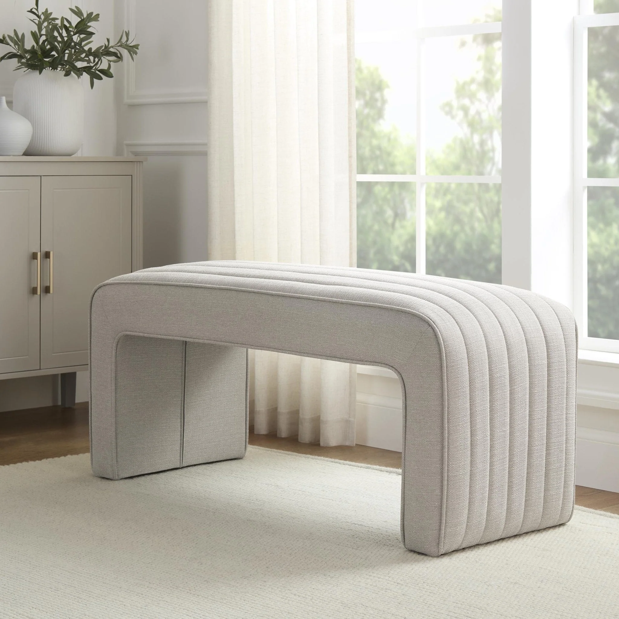 Rosewood Panelled Bench - Stone Grey