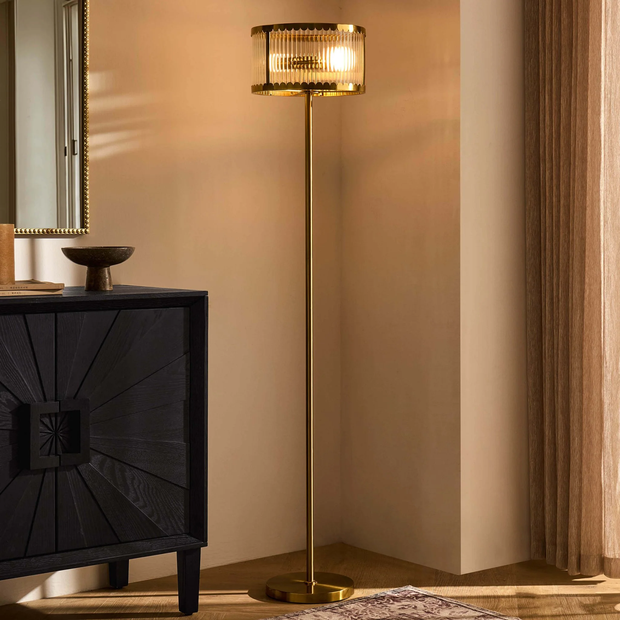 Rosie Glass Scallop Floor Lamp - Gold