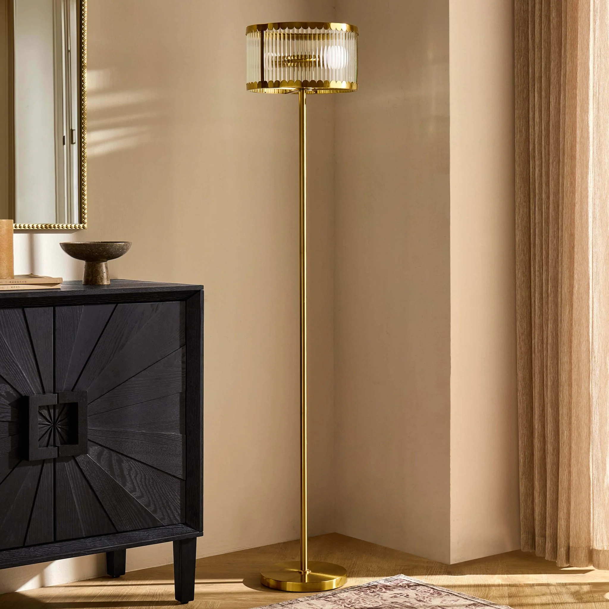 Rosie Glass Scallop Floor Lamp - Gold - Image 2