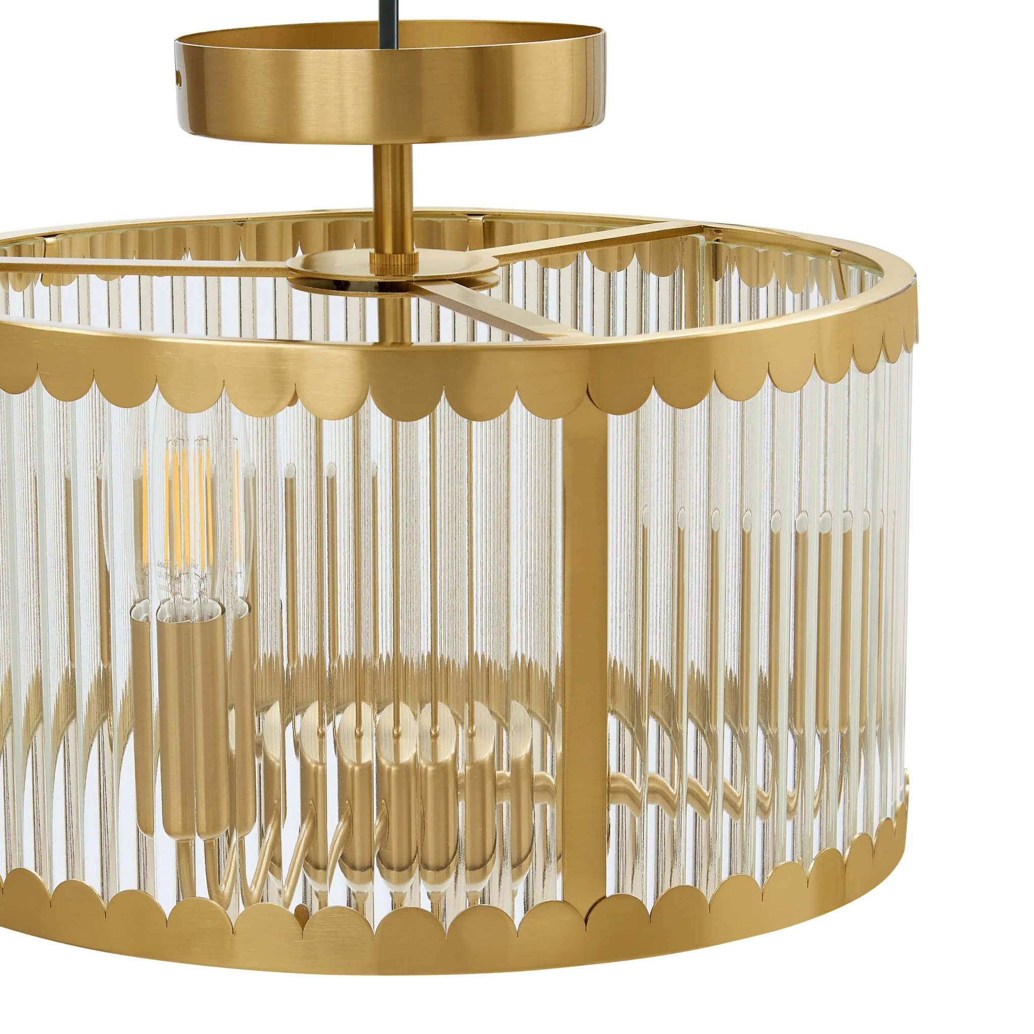 Rosie Glass Scallop Flush Ceiling Light - Gold - Image 5