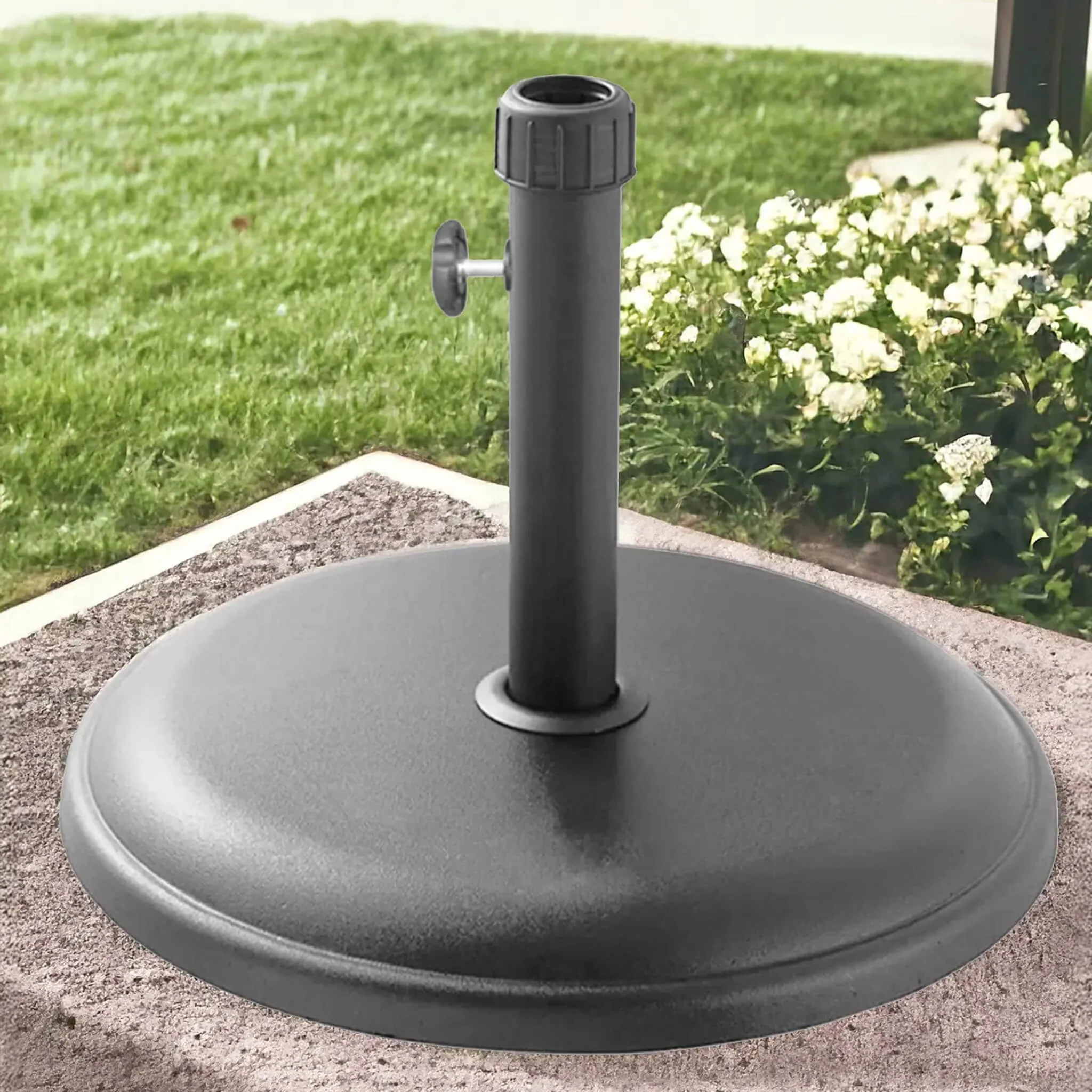 Round Parasol Base- Light Grey