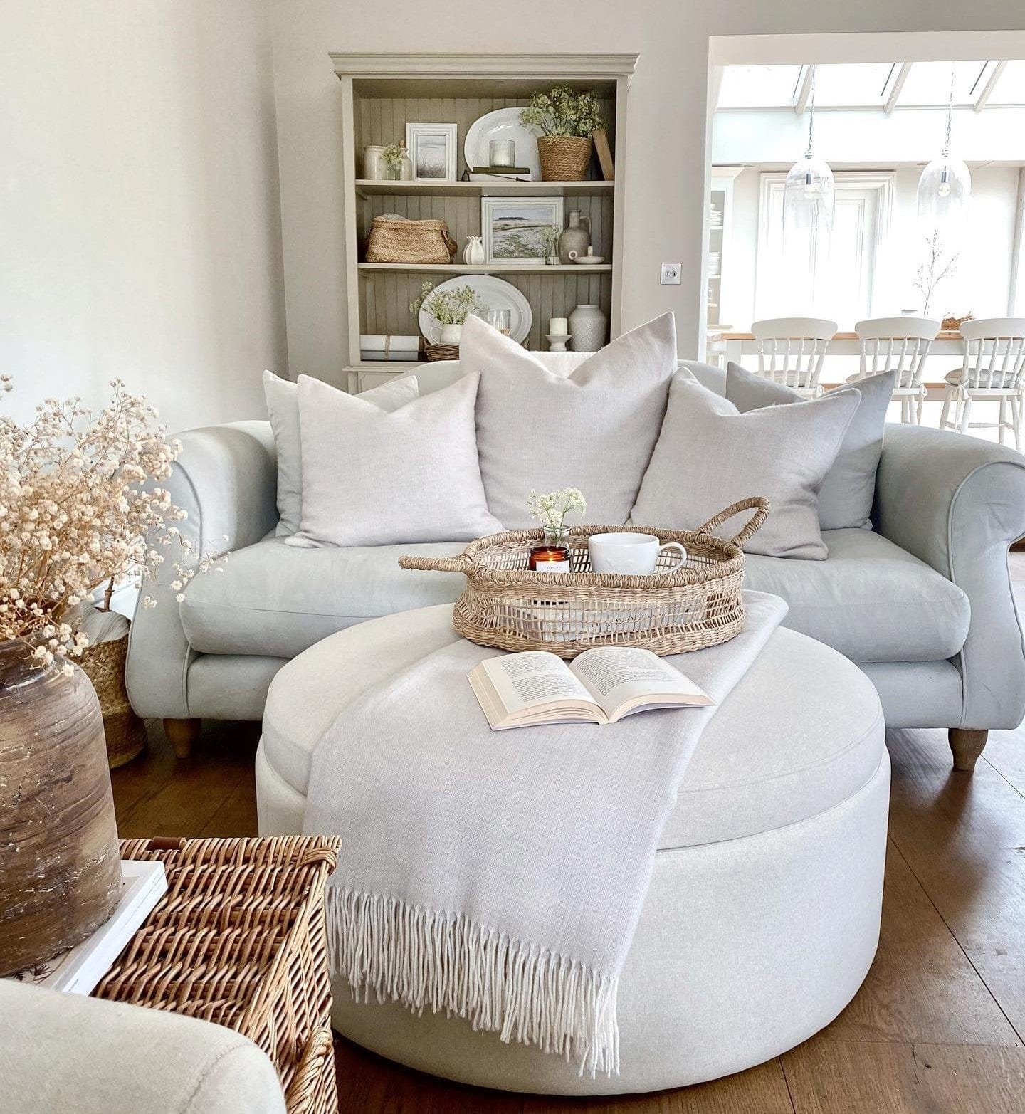 Stockton Round Storage Pouffe - Linen Natural - Image 3