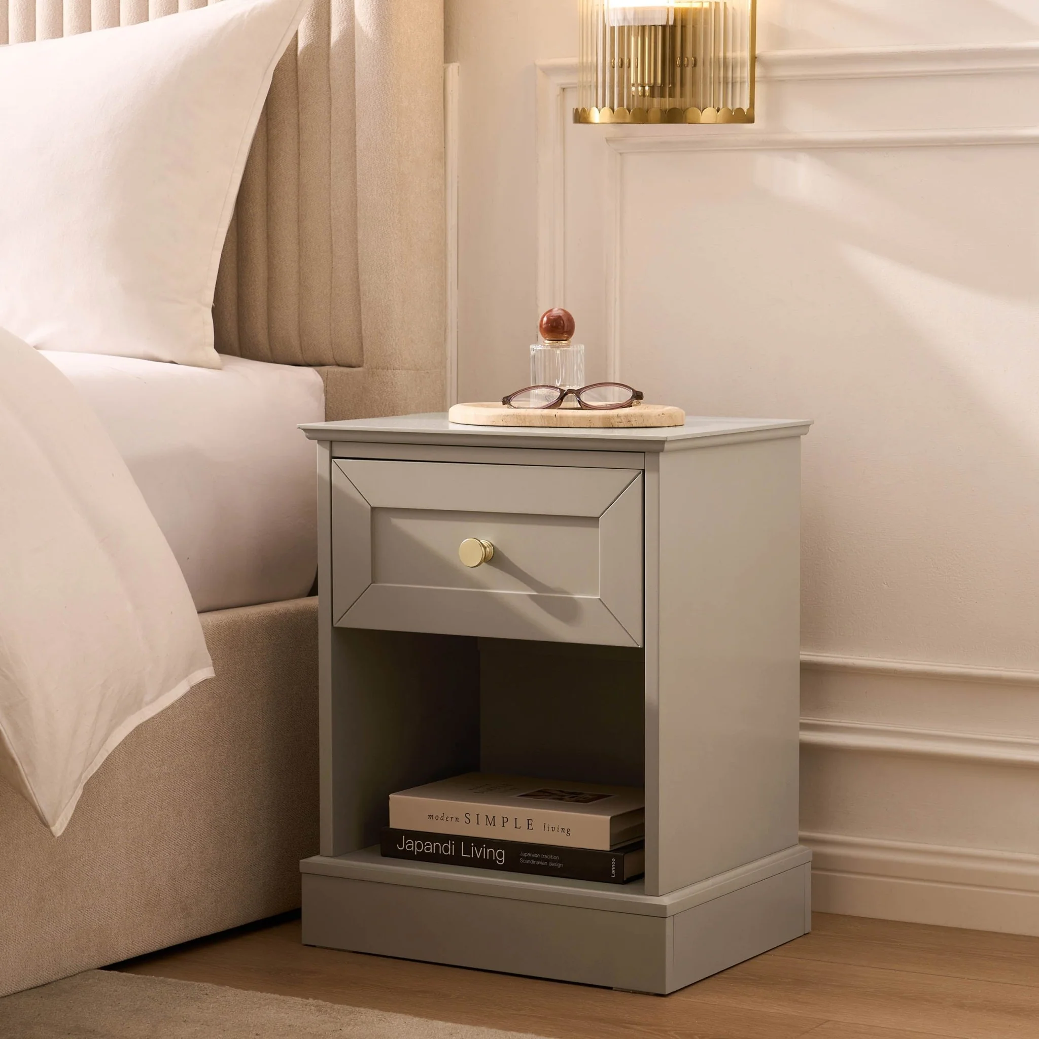 Ruby 1 Drawer Nightstand - Taupe - Image 2