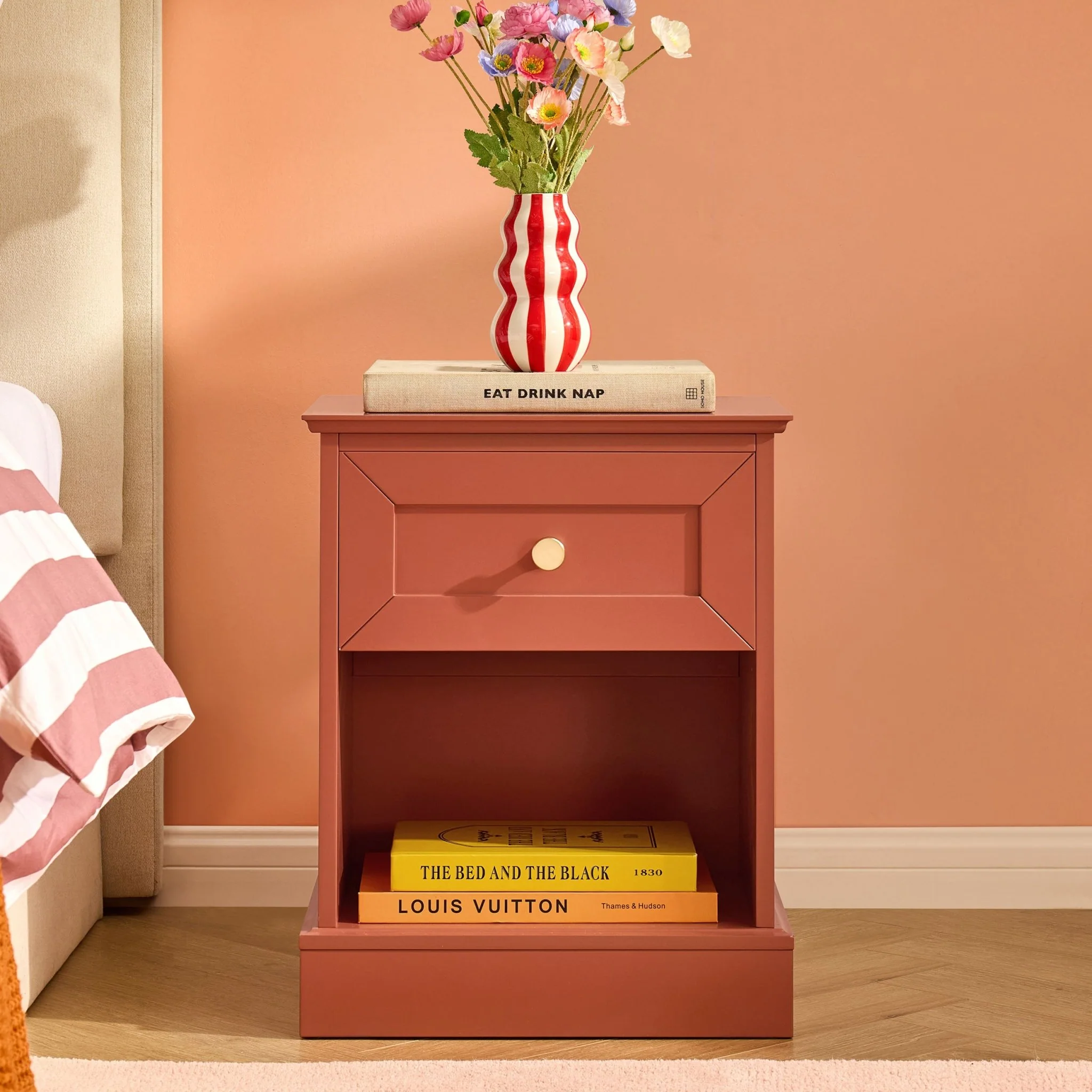 Ruby 1 Drawer Nightstand - Terracotta