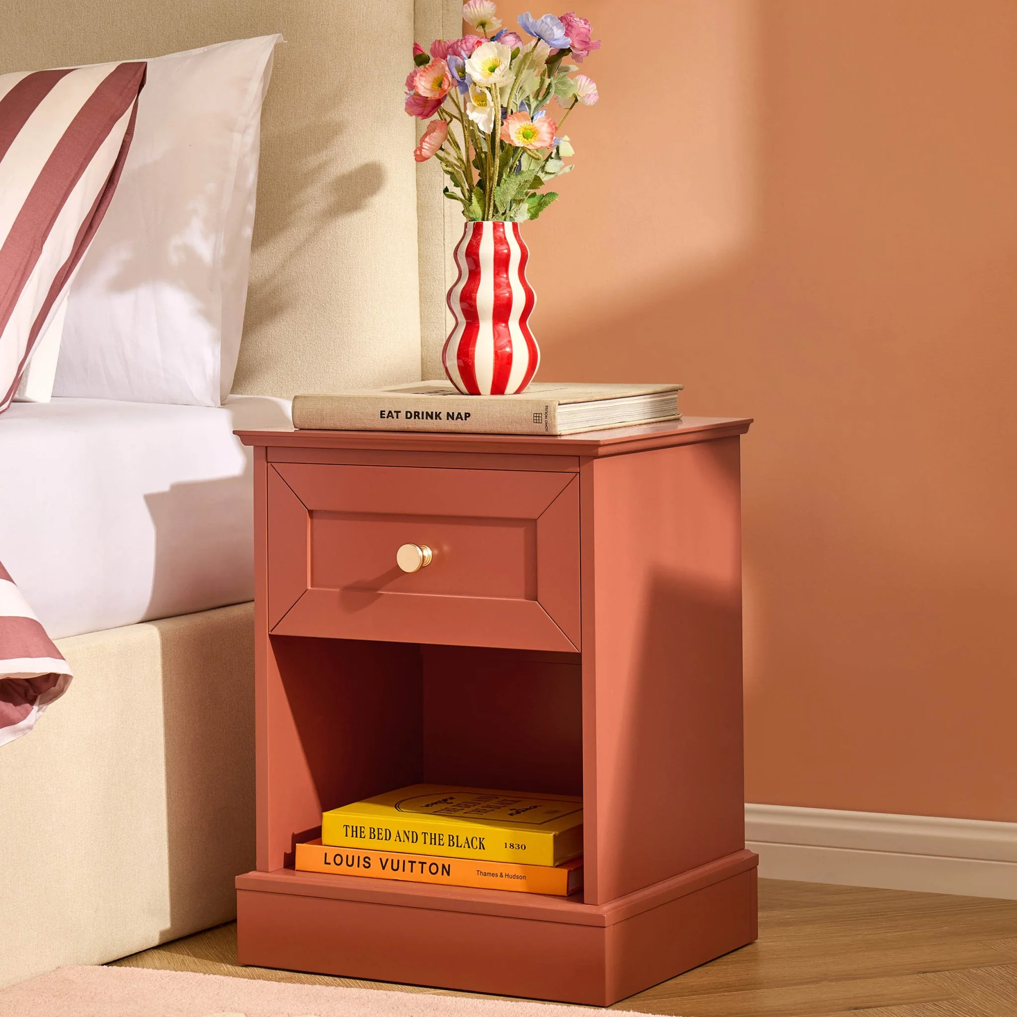 Ruby 1 Drawer Nightstand - Terracotta - Image 2