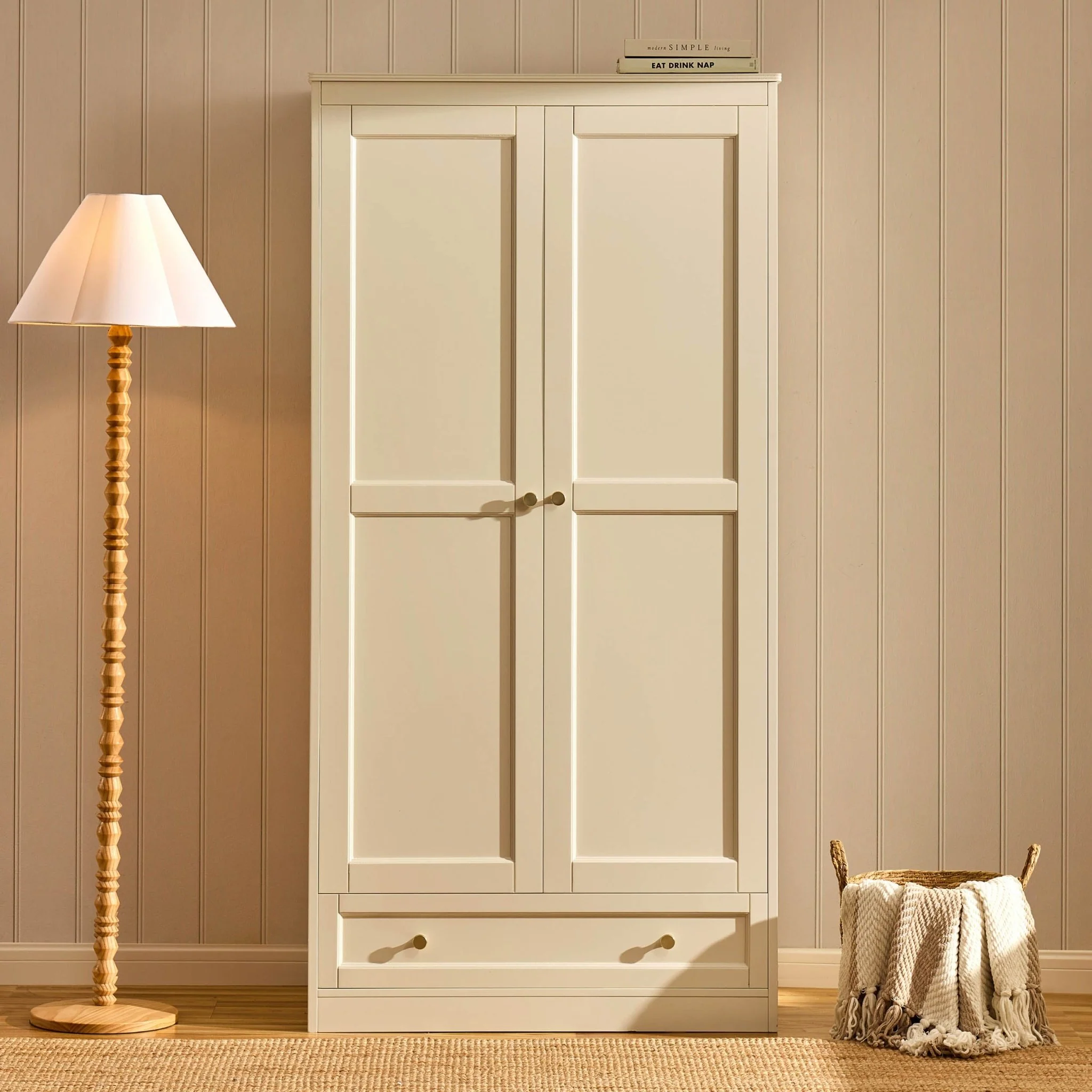 Ruby 2 Door Wardrobe with Drawer - Cream