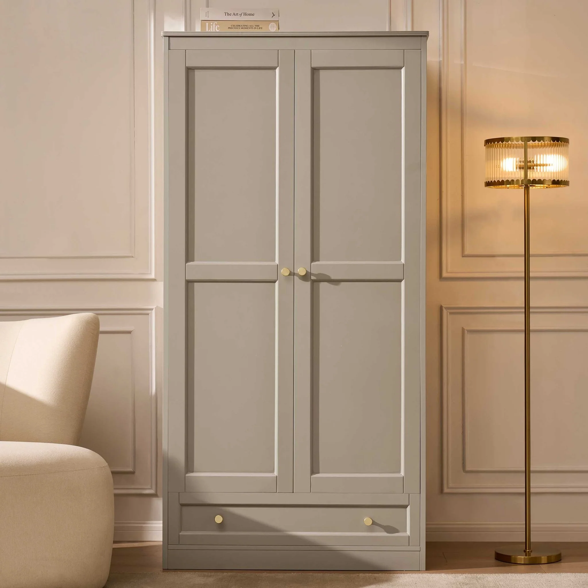 Ruby 2 Door Wardrobe with Drawer - Taupe