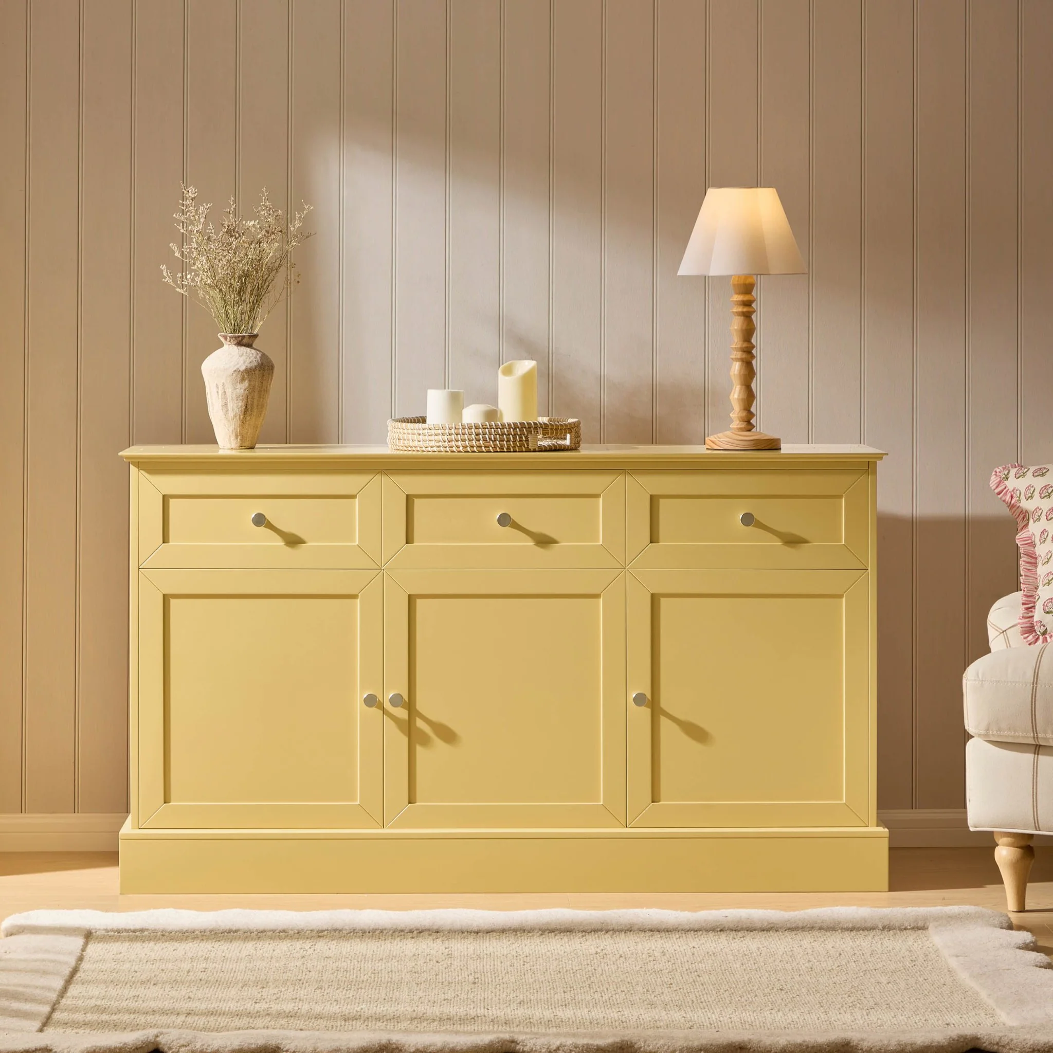 Ruby 3 Door Sideboard with Drawers - Butter